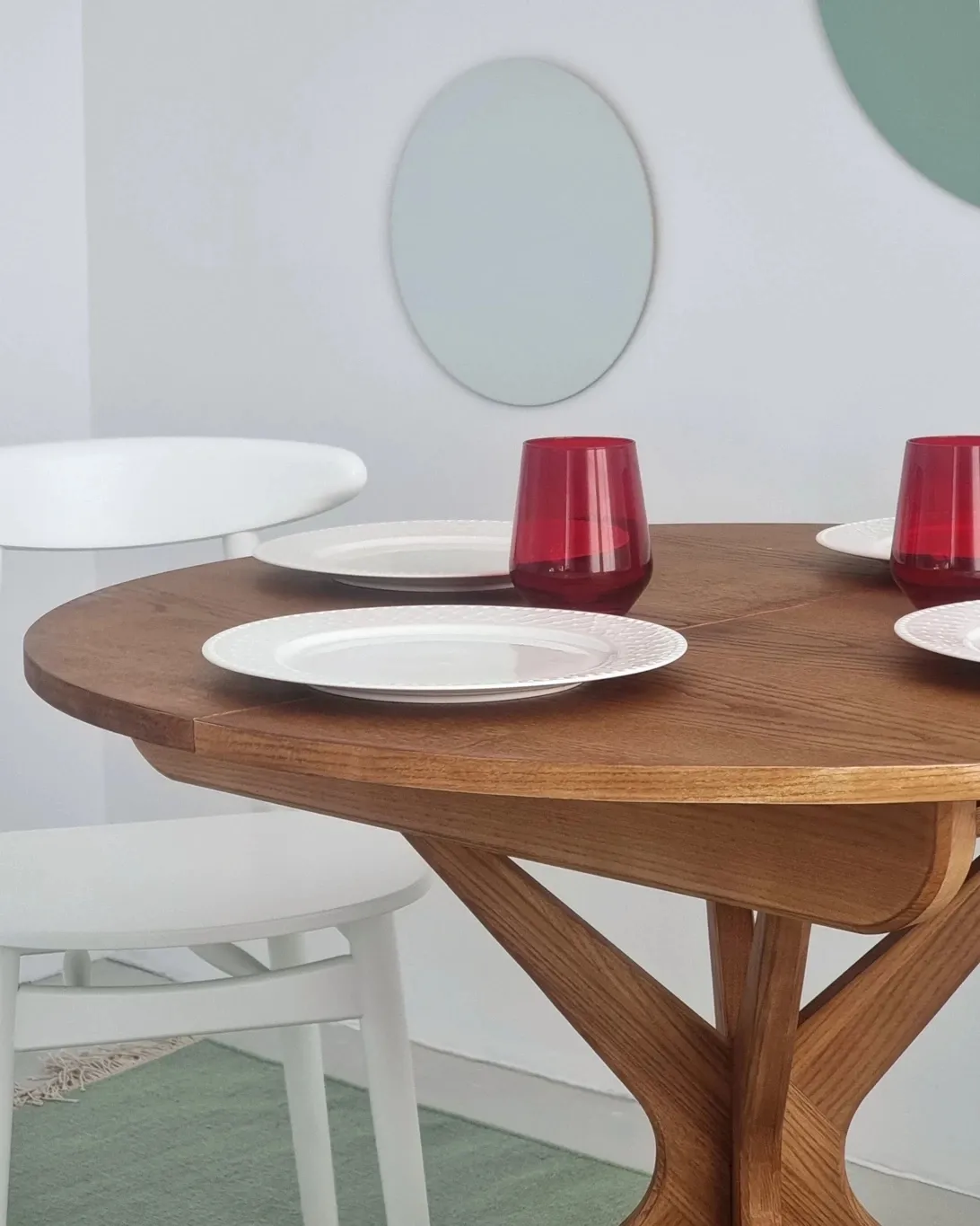 Stół dębowy okrągły rozkładany JUBI 90cm