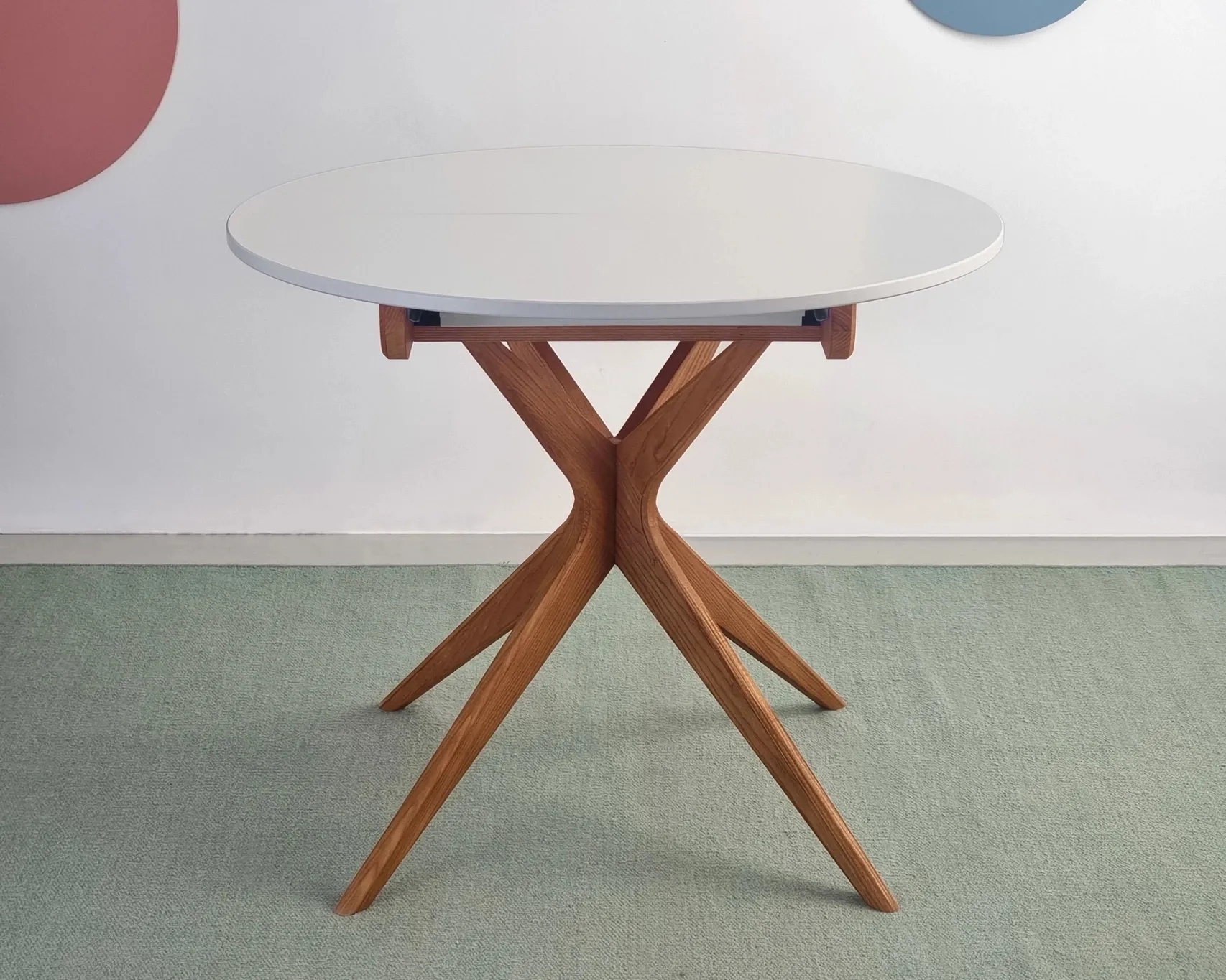 Rozsuwany Okrągły Stół JUBI 90cm Kawa z Mlekiem Nogi Dąb