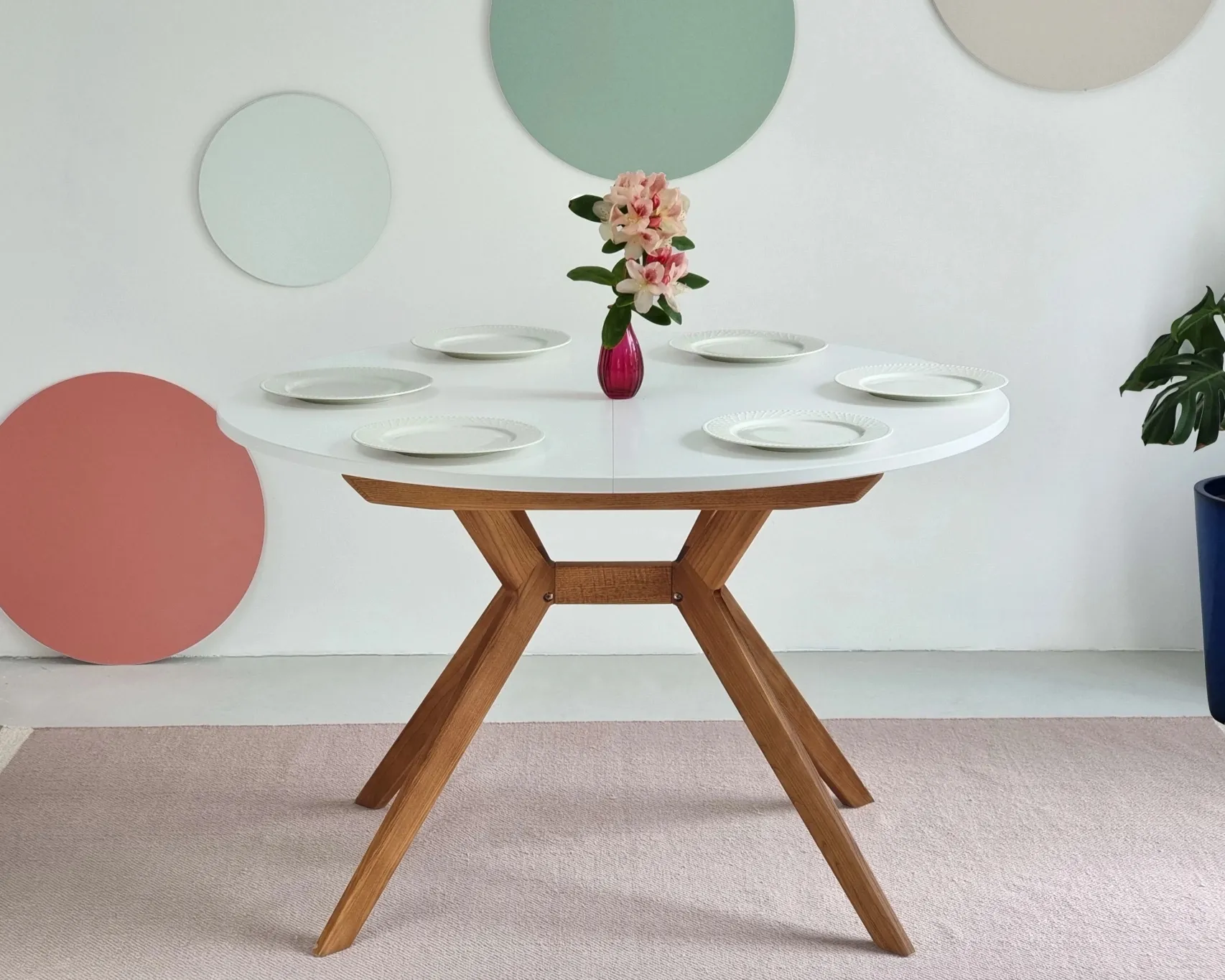 Okrągły rozkładany stół jadalniany 110cm Biju Czarny Jesion