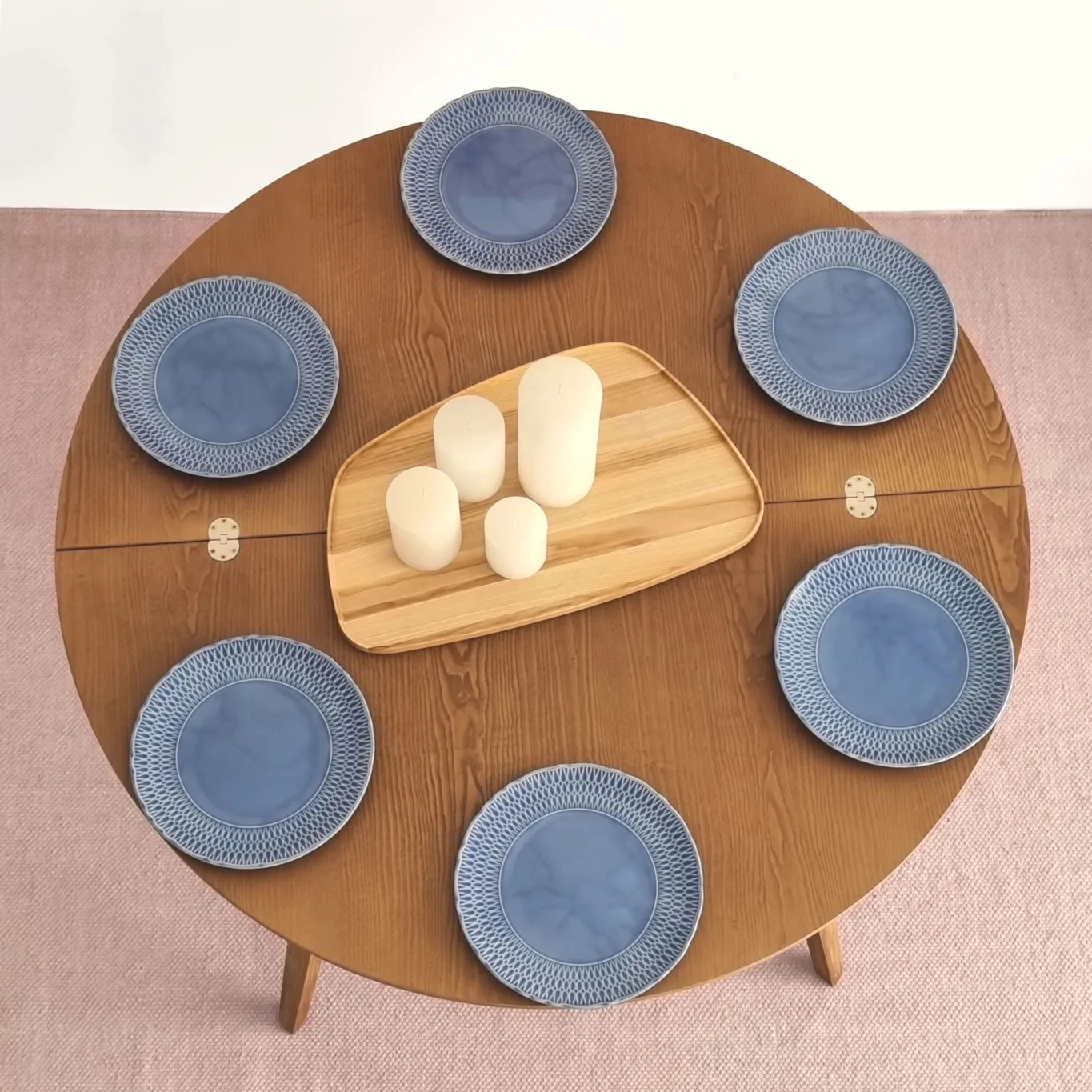 Półksiężycowy rozkładany stół MAWI śr.110cm Jesion Biały