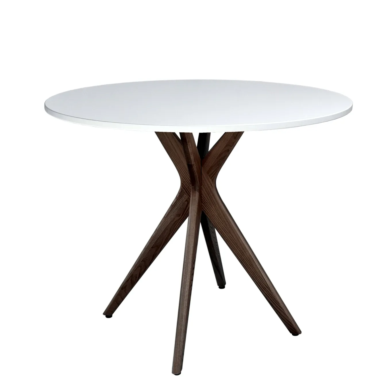 Okrągły Stół Jadalniany JUBI 80cm Biały | Nogi Orzech