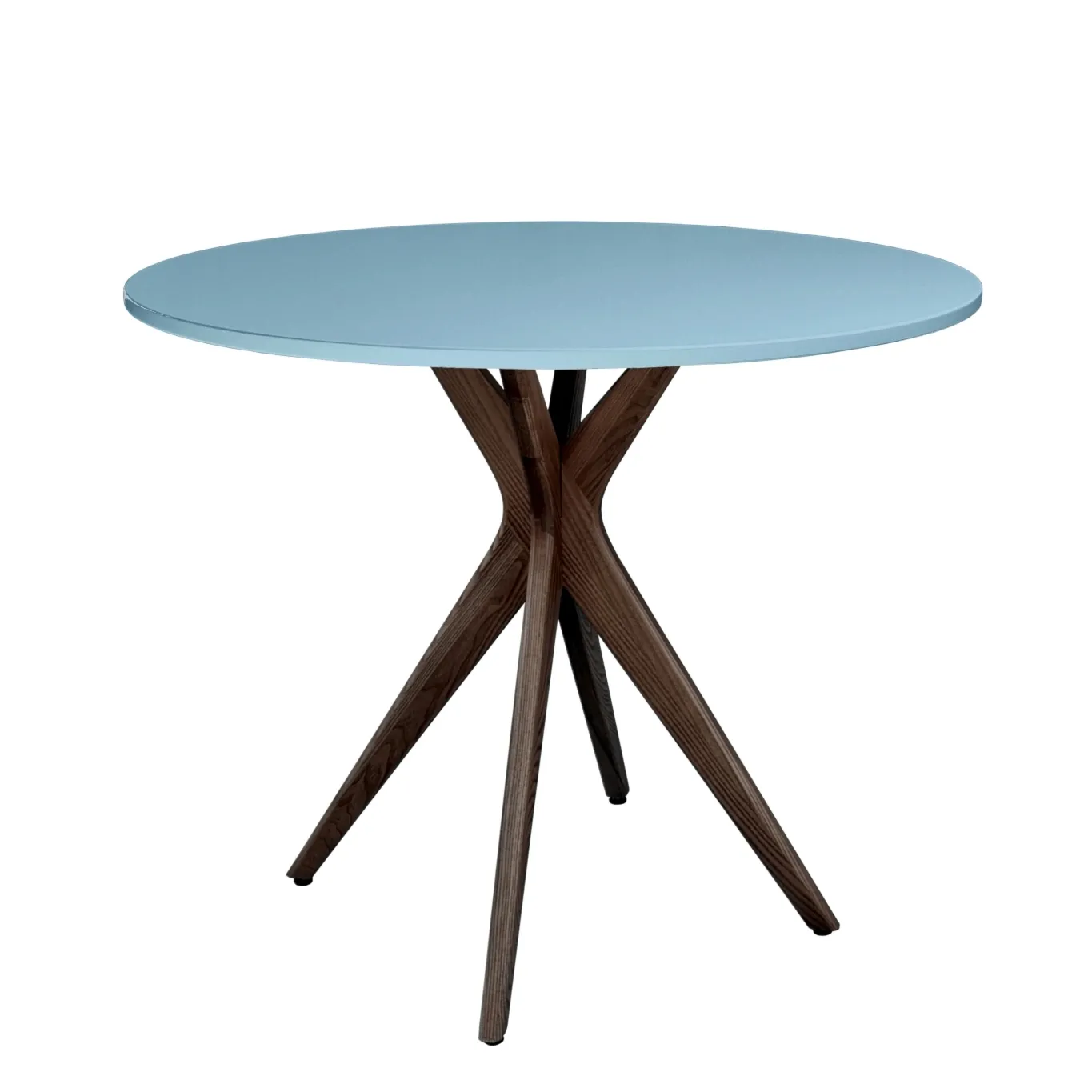 Okrągły Stół Jadalniany JUBI śr. 80cm Delikatny Niebieski | Nogi Orzech