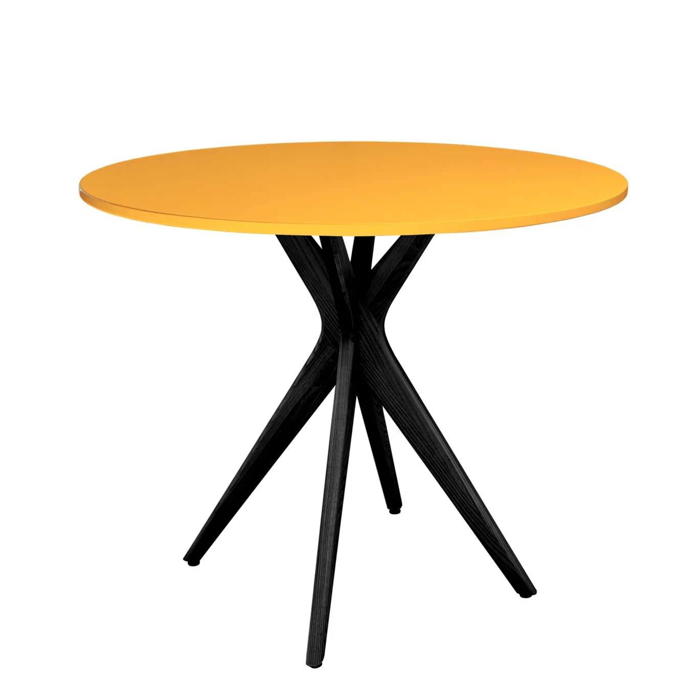 Okrągły Stół Jadalniany JUBI śr. 80cm Żółty (Ciemna Cytryna) | Nogi Czarne
