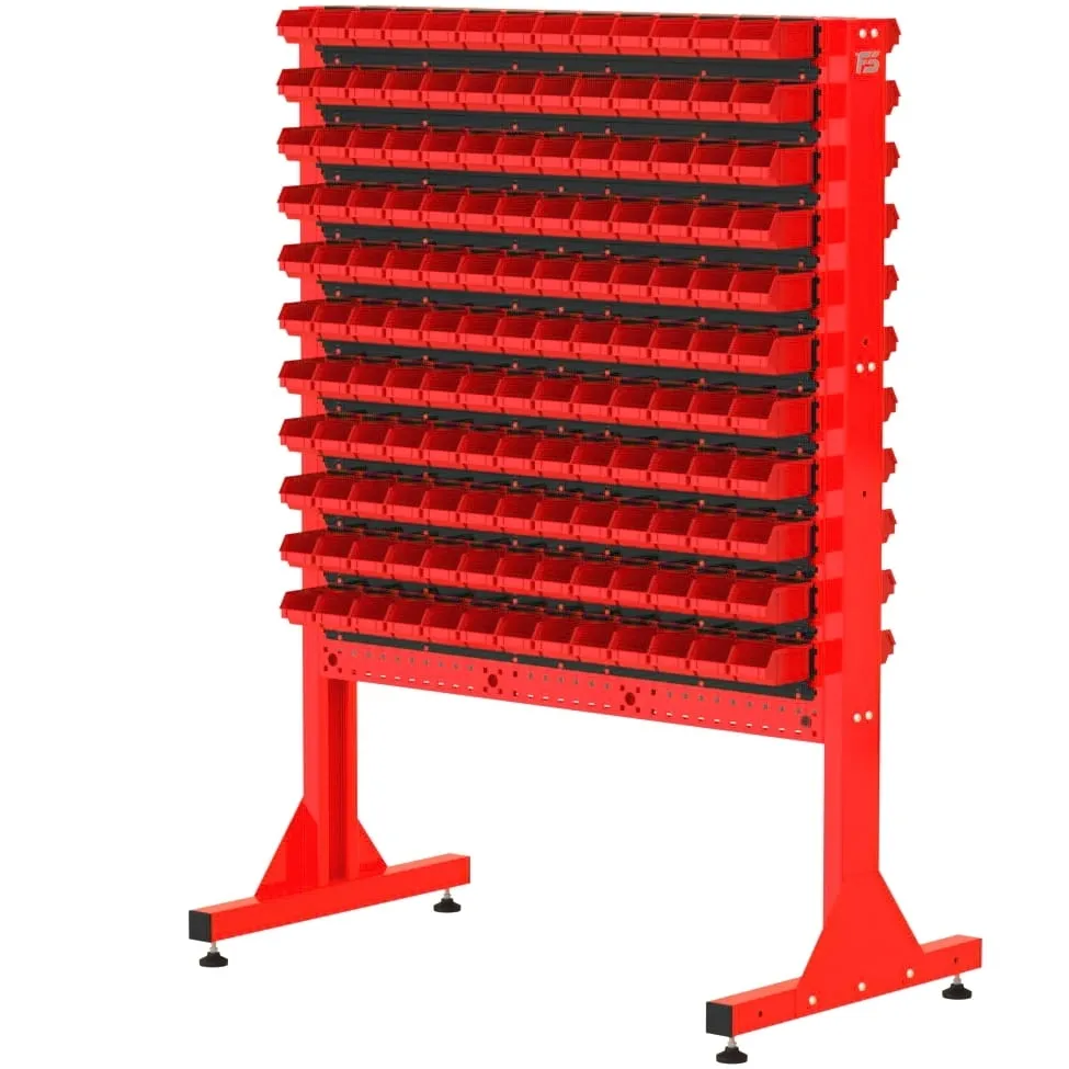 ST 110-24-P1 Stojak Narzędziowy w zestawie z listwami oraz pojemnikami (dwustronny)