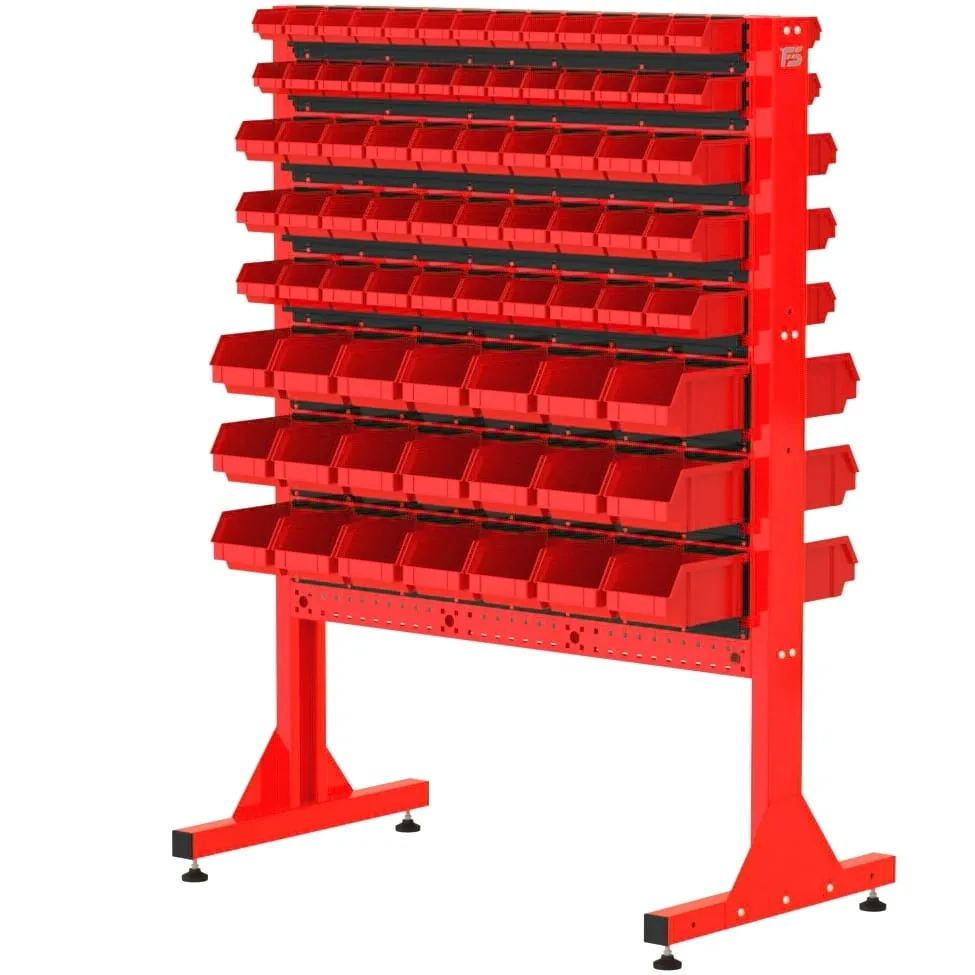 ST 110-24-P123 Stojak Narzędziowy w zestawie z listwami oraz pojemnikami (dwustronny)