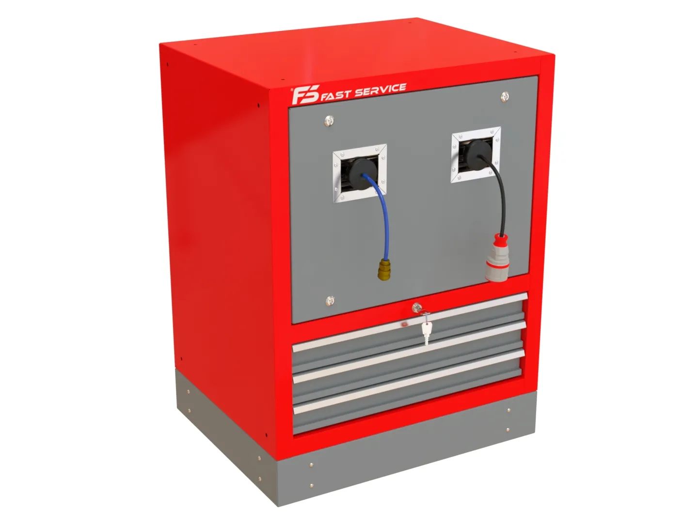 Szafka warsztatowa ze zwijaczami przewodu pneumatycznego i elektrycznego 230V - T-51