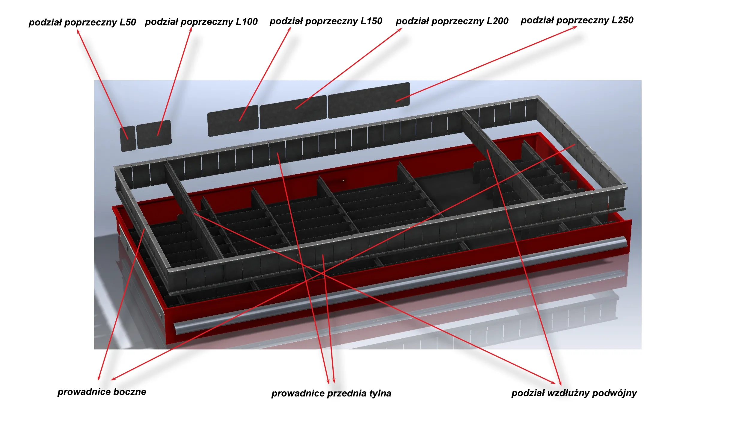 Podziałka H70 do szuflad wózków / szafek warsztatowych