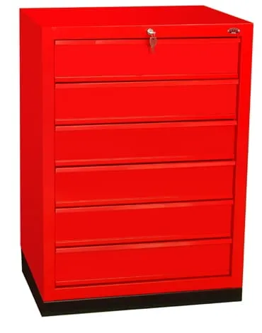 Szafka narzędziowa z 6 równymi szufladami na cokole N-1-12-02