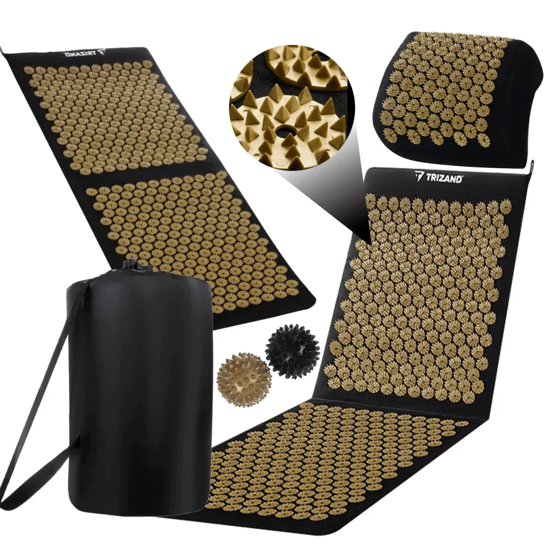 Mata do akupresury TRIZAND z kolcami + poduszka + piłeczki masaż kręgosłupa
