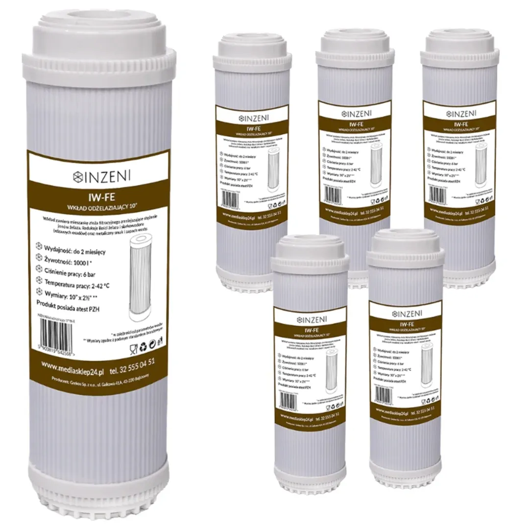 Filtr do wody wkład odżelaziający na żelazo w wodzie INZENI IW-FE 10 cali