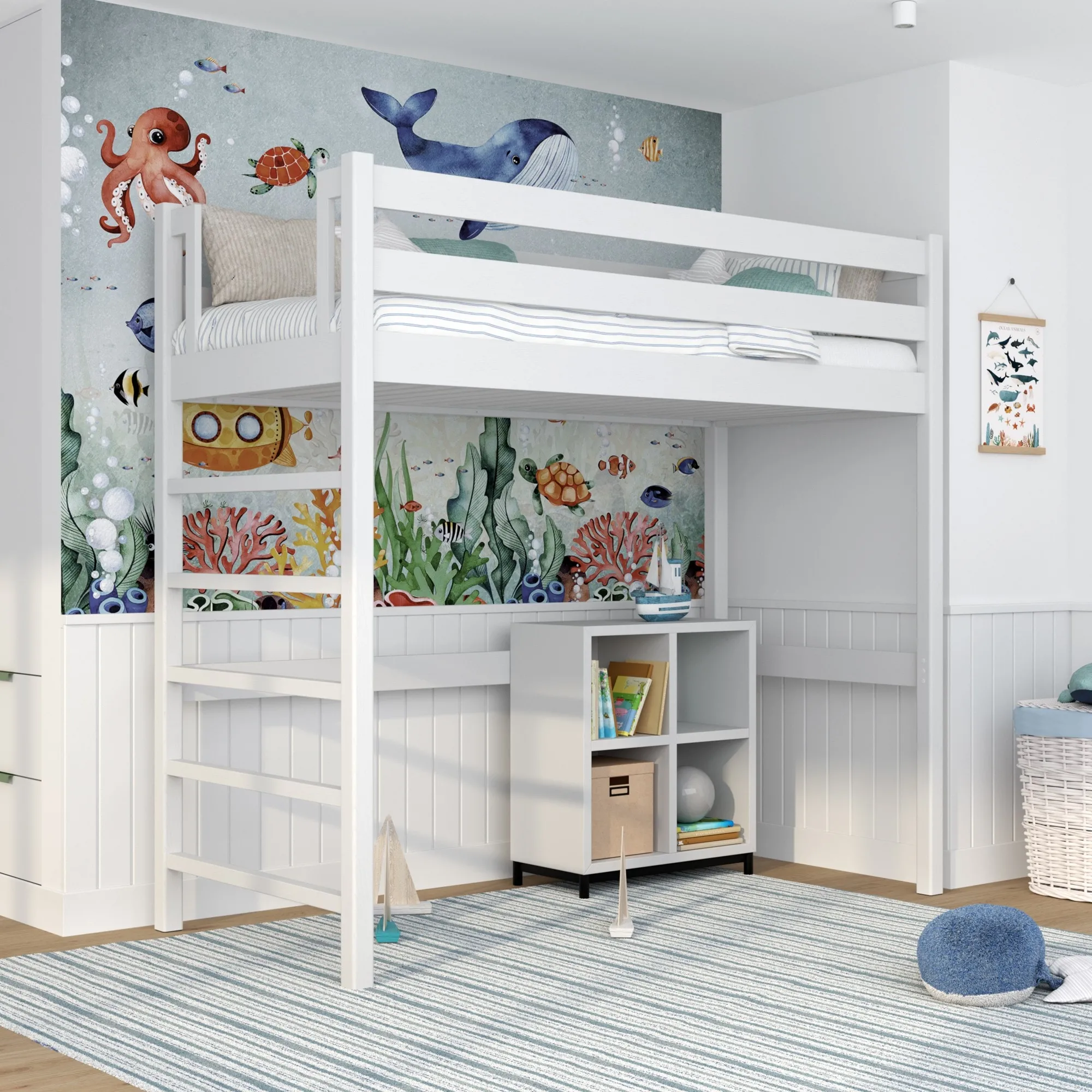 Drewniane łóżko na antresoli N01