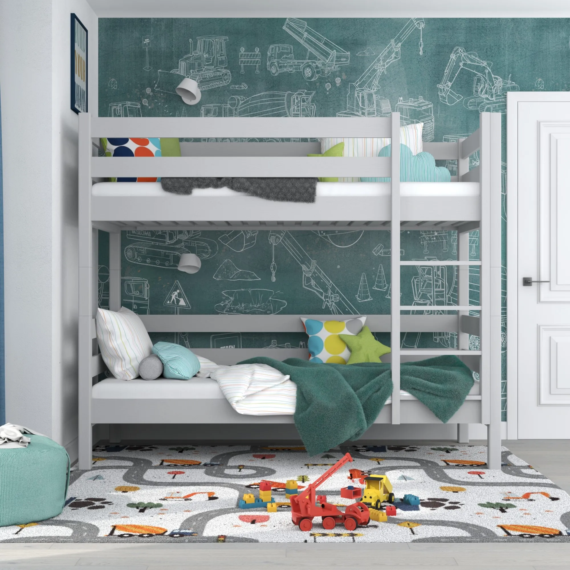 Drewniane łóżko piętrowe N01