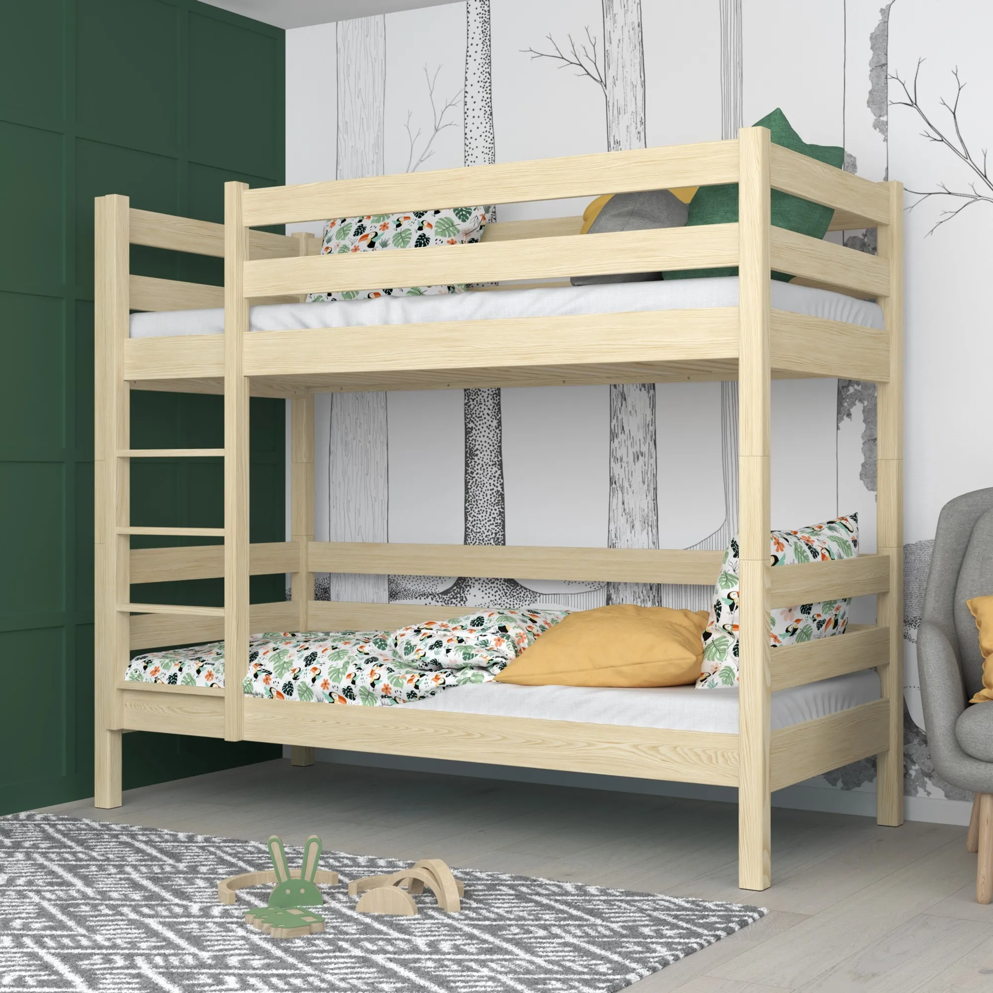 Drewniane łóżko piętrowe N01