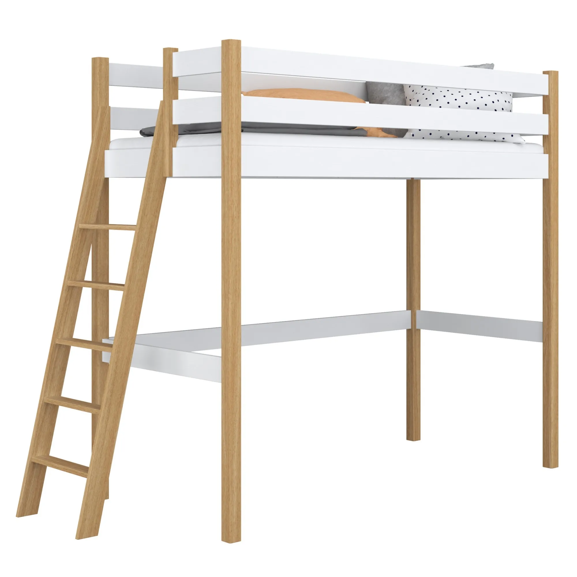 Drewniane łóżko na antresoli N02