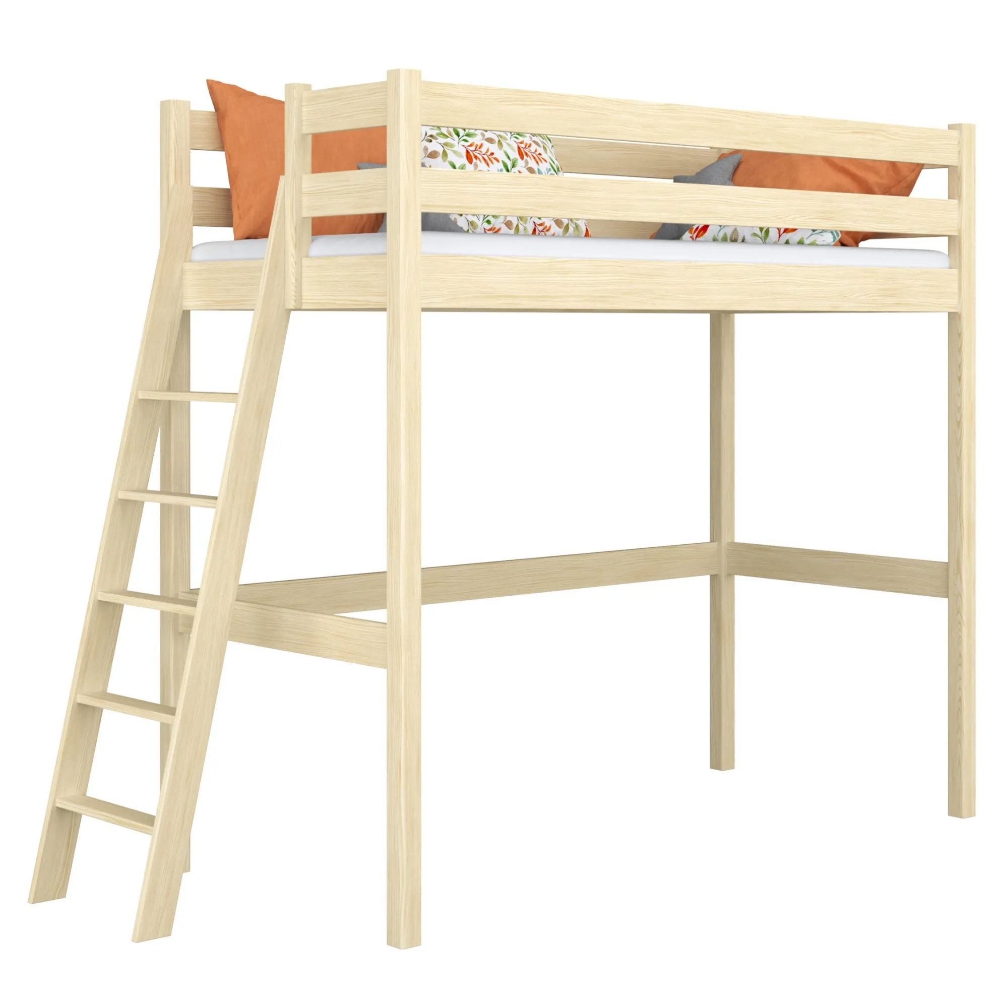 Drewniane łóżko na antresoli N02