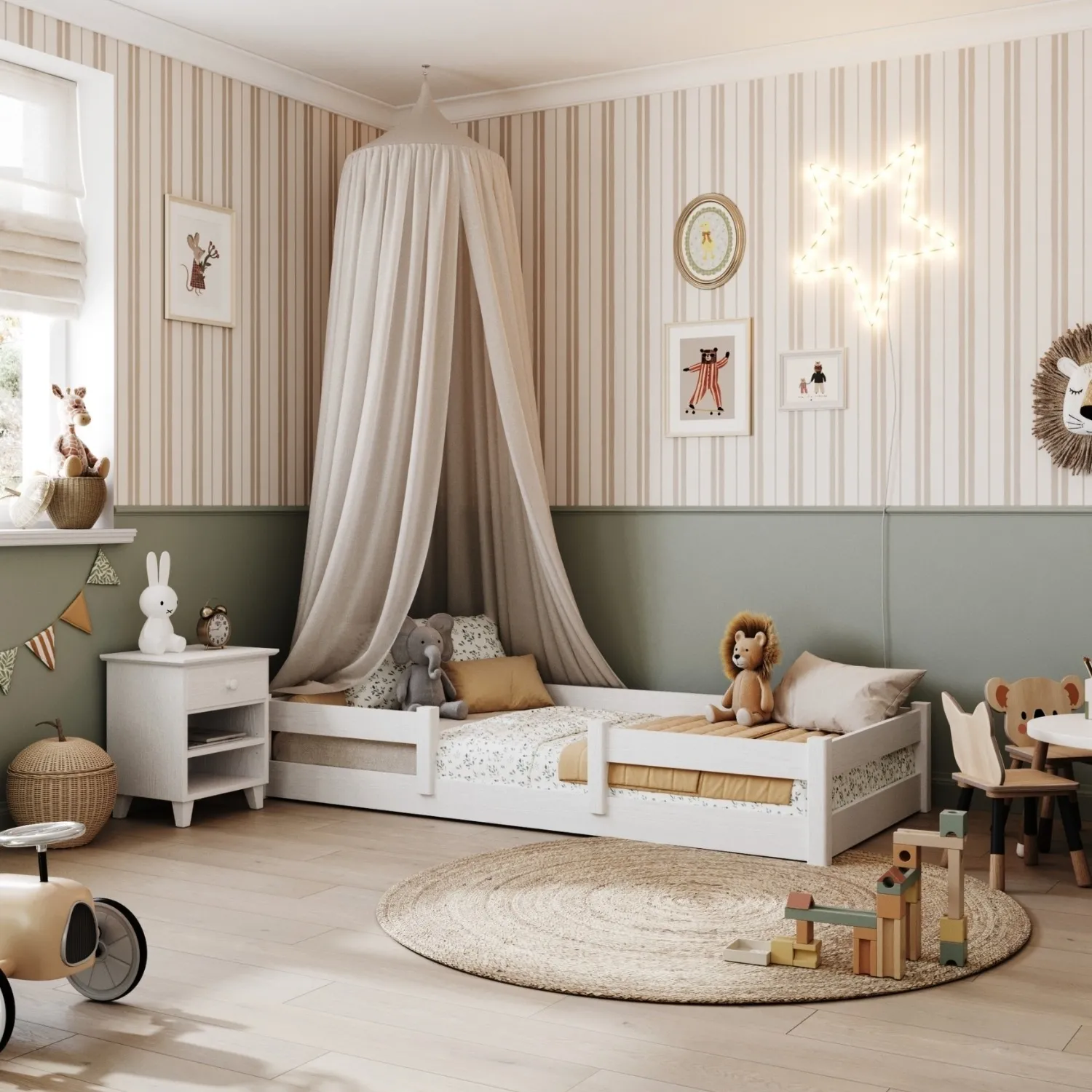 Drewniane łóżko dziecięce niskie N01