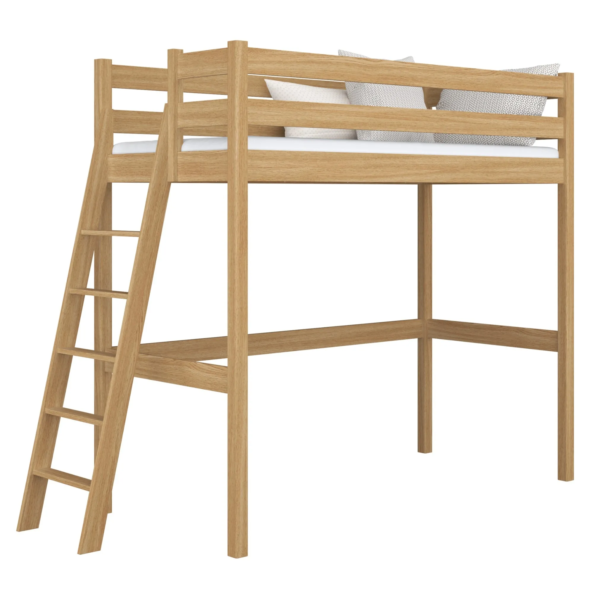 Dębowe łóżko na antresoli N02