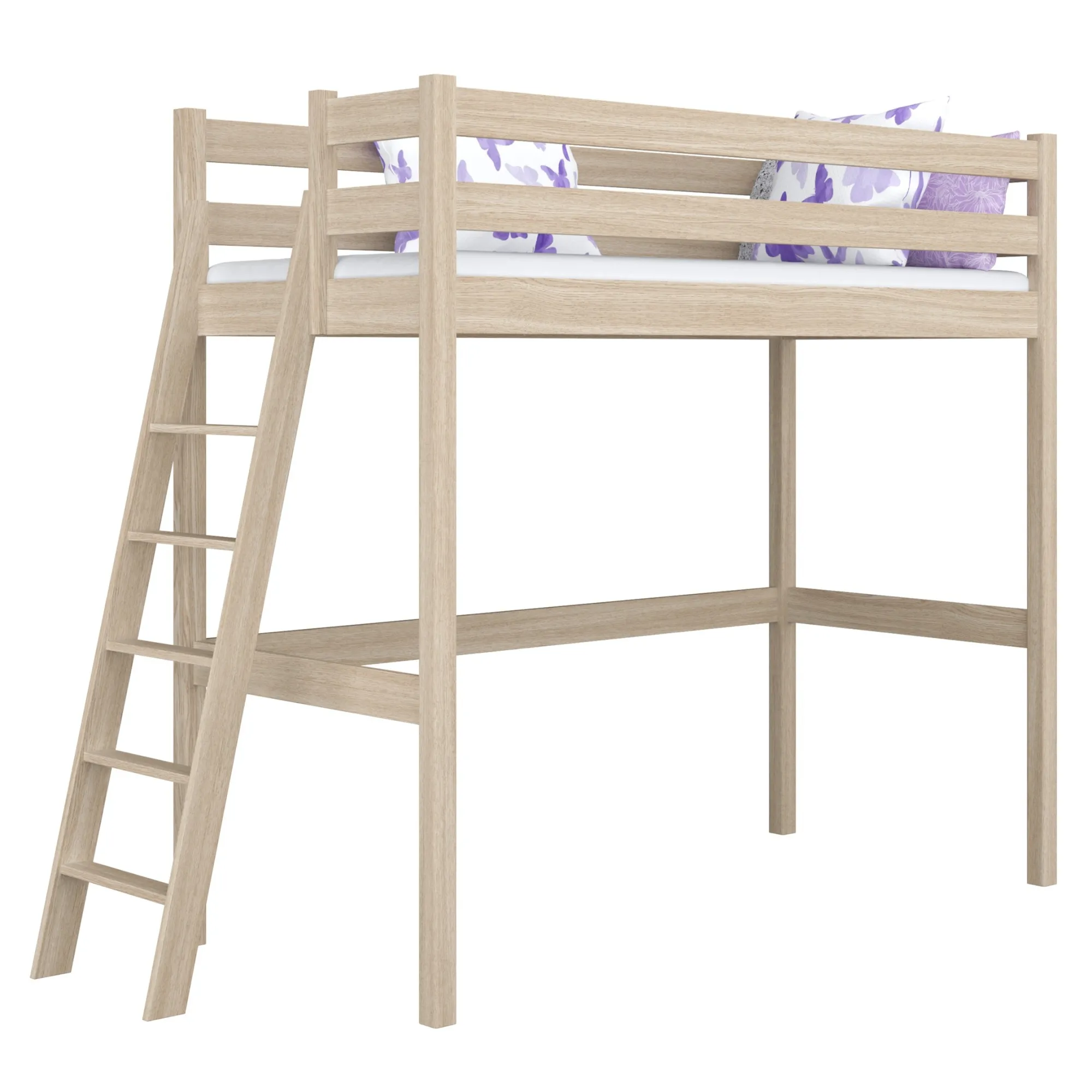 Dębowe łóżko na antresoli N02