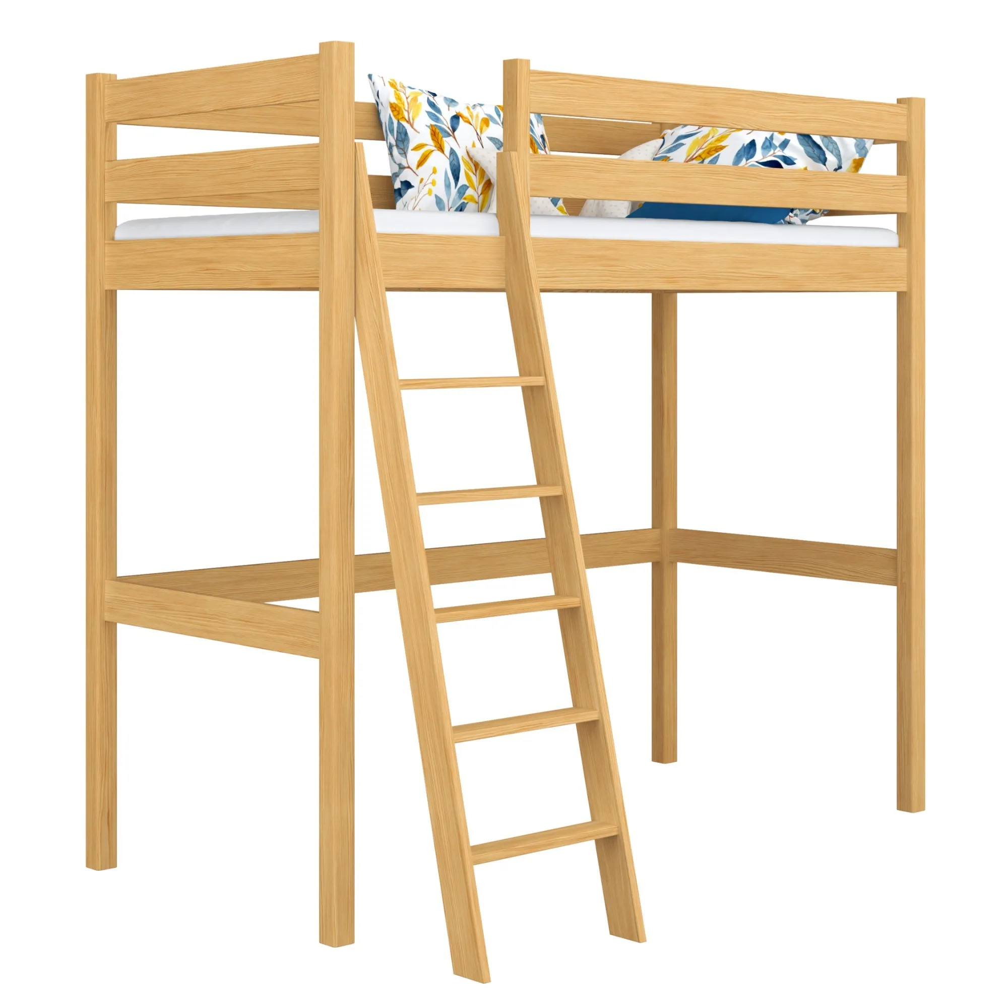 Drewniane łóżko na antresoli N03