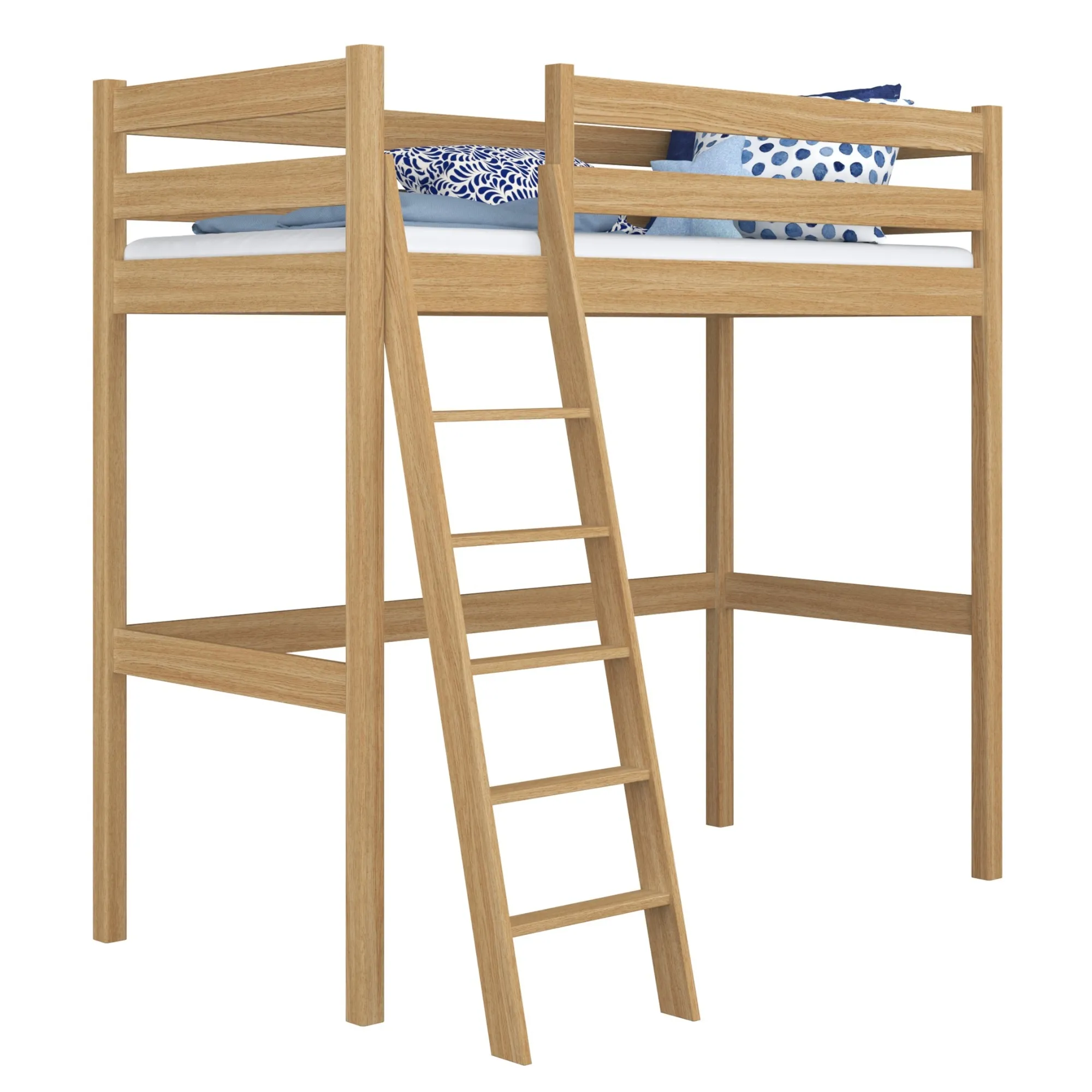 Dębowe łóżko na antresoli N03