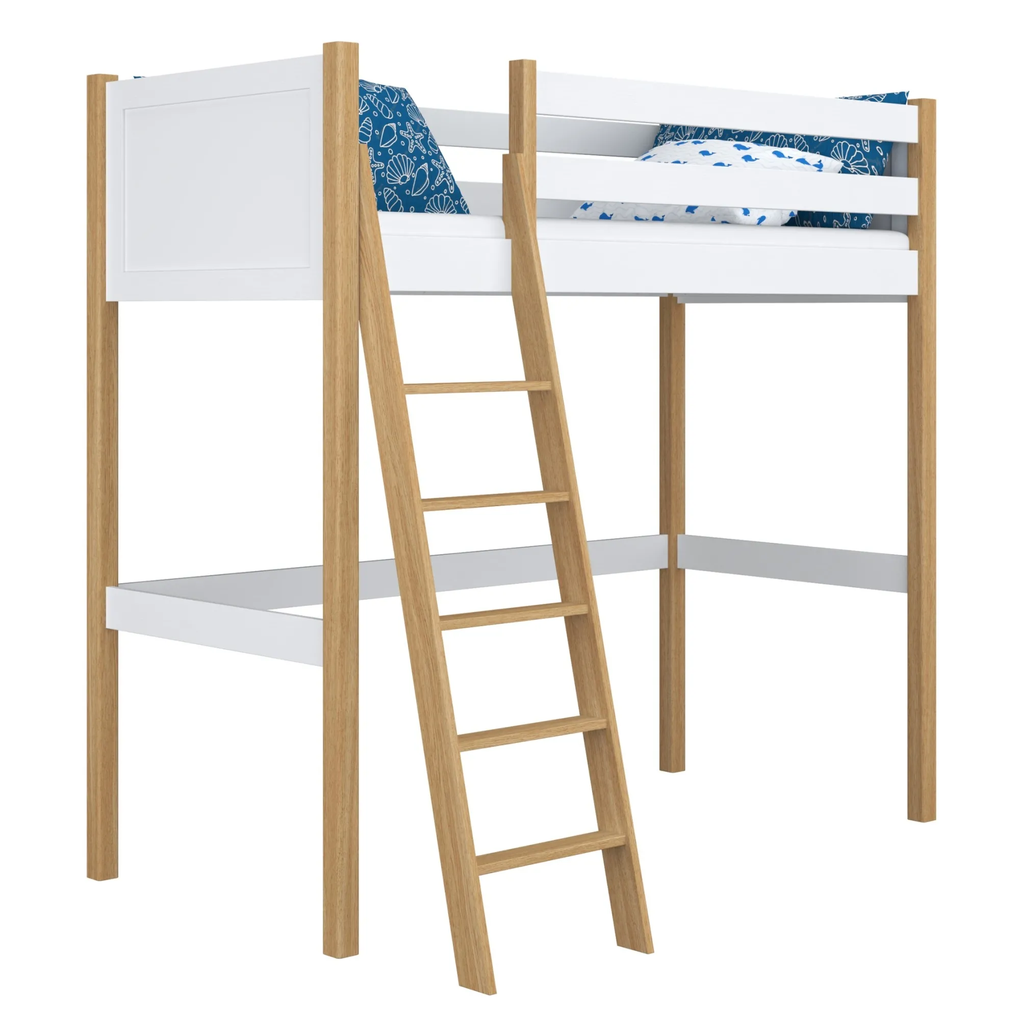 Drewniane łóżko na antresoli N04