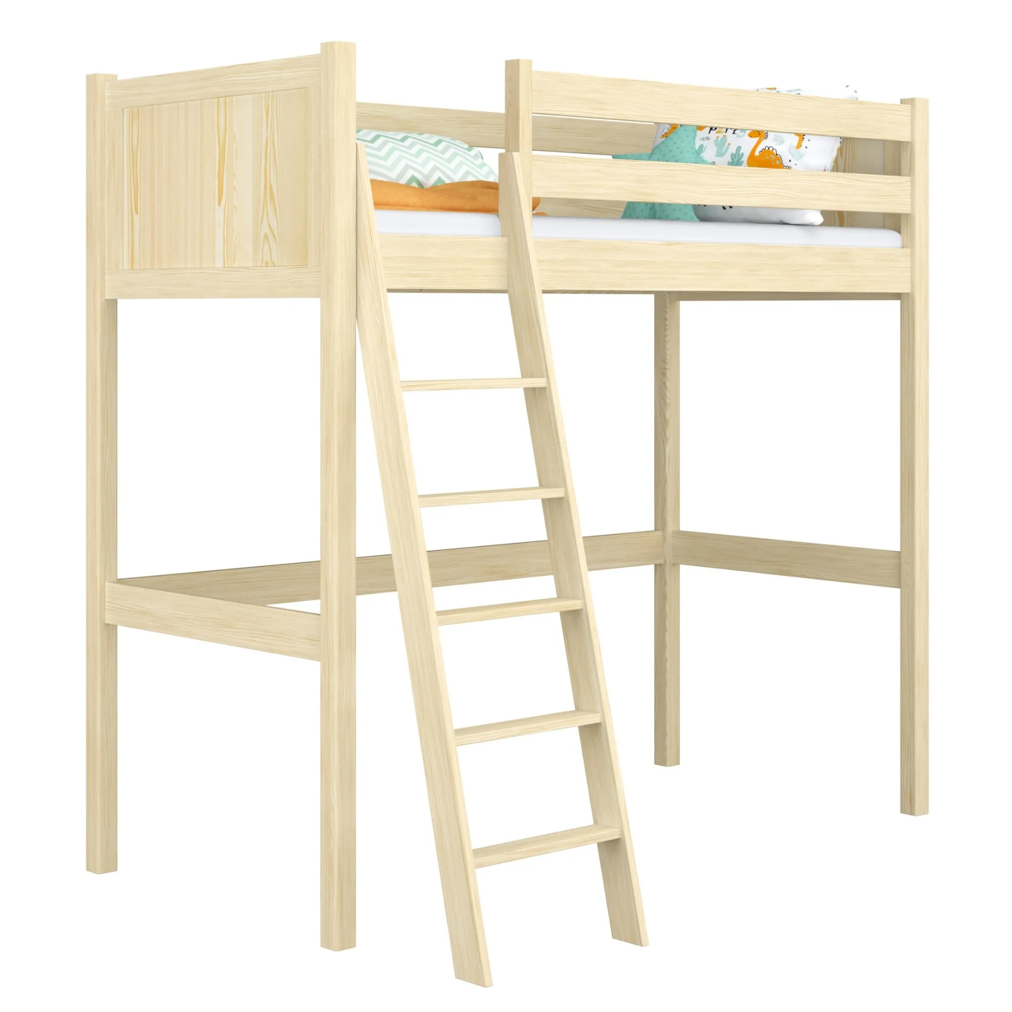 Drewniane łóżko na antresoli N04