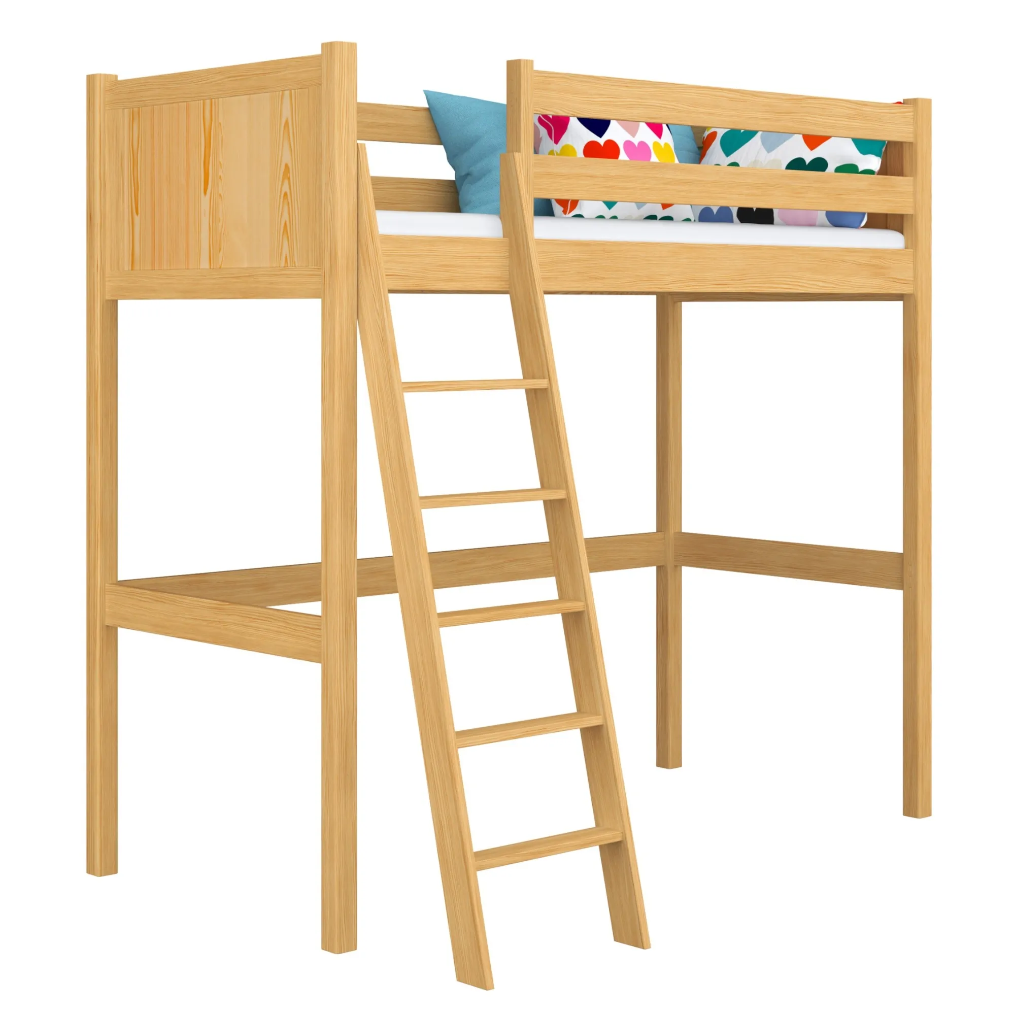 Drewniane łóżko na antresoli N04