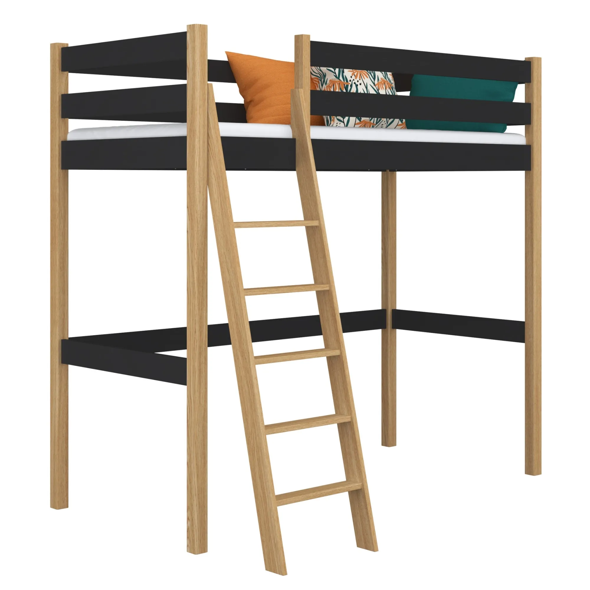 Drewniane łóżko na antresoli N03