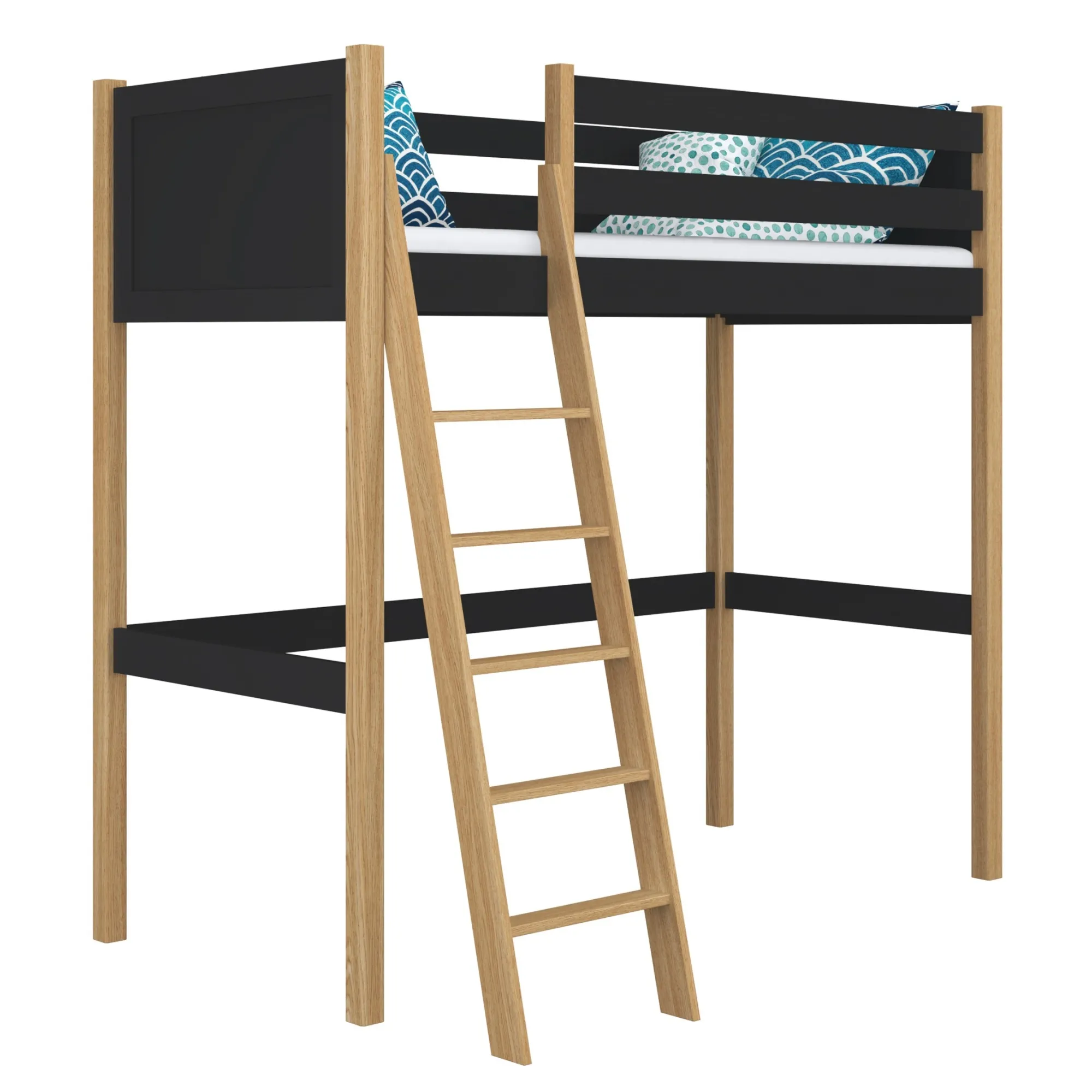 Drewniane łóżko na antresoli N04