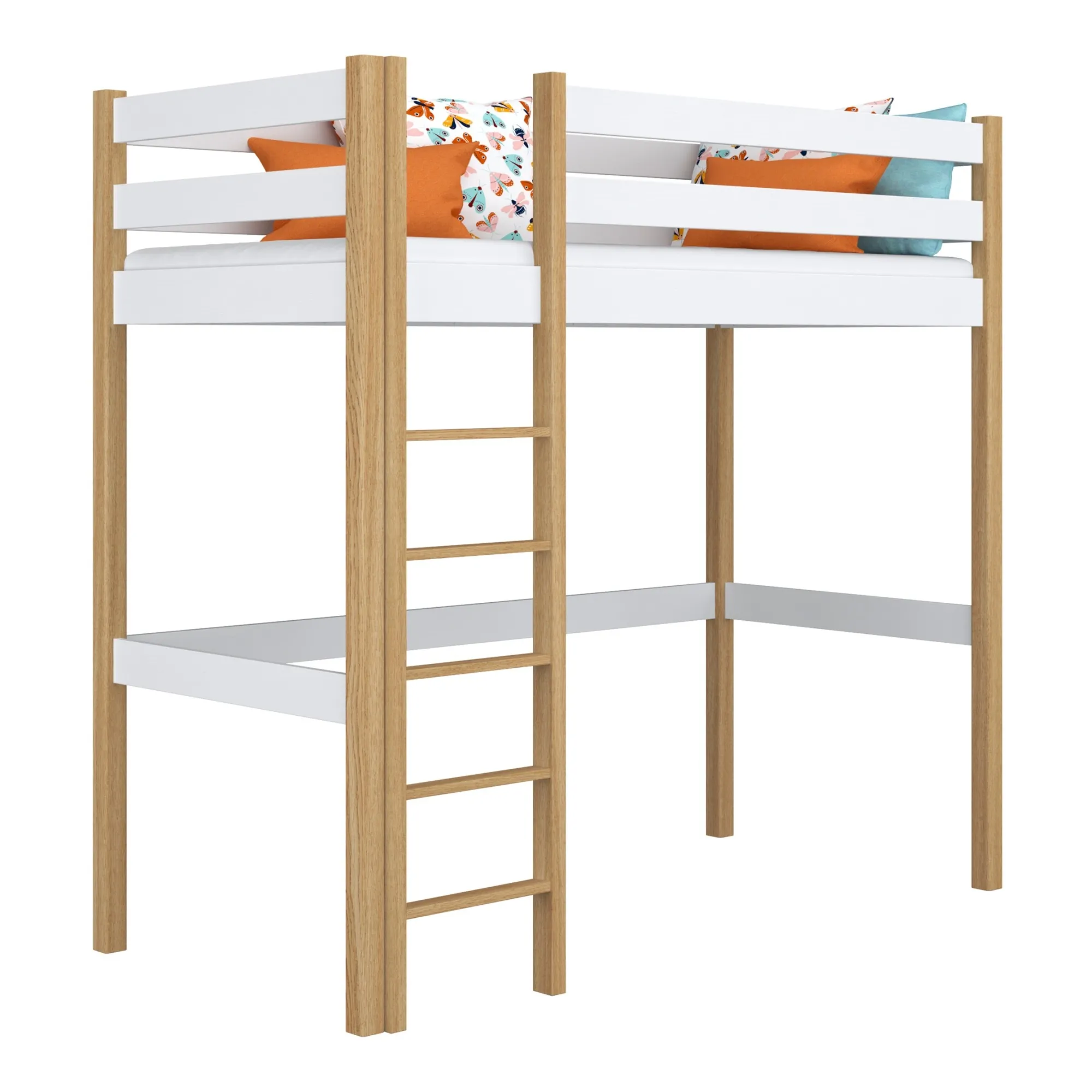 Drewniane łóżko na antresoli N05