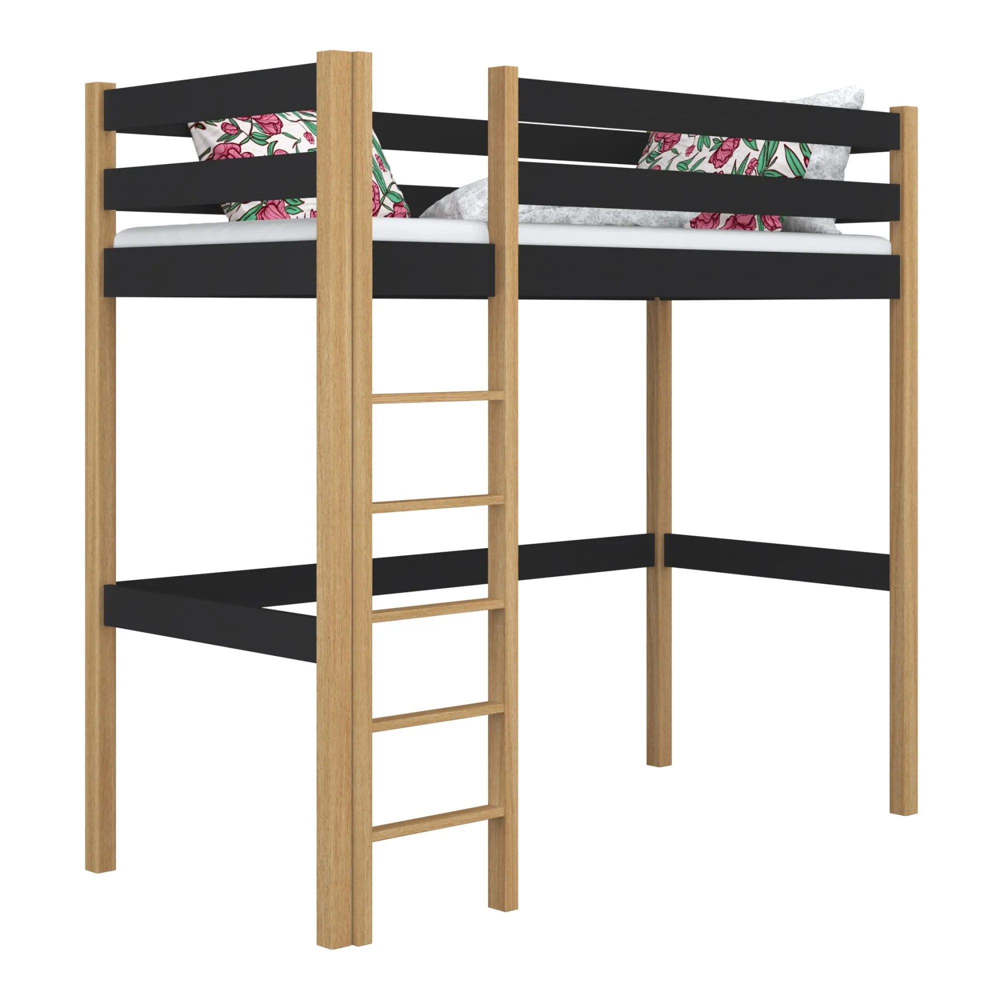 Drewniane łóżko na antresoli N05