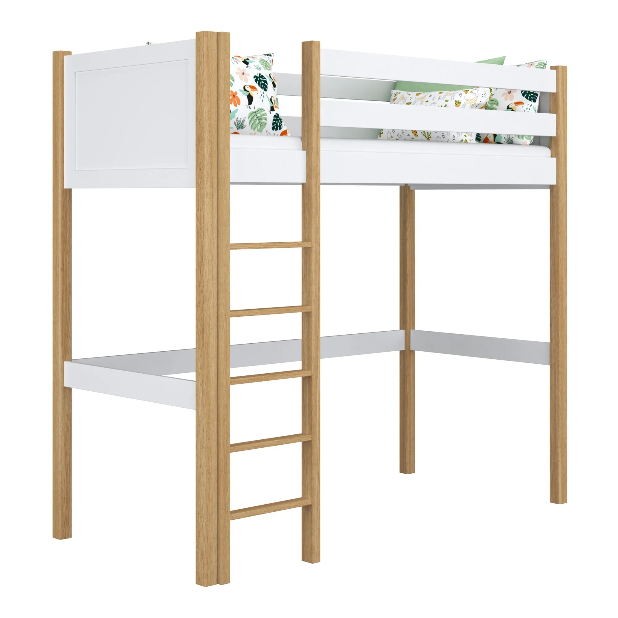 Drewniane łóżko na antresoli N06