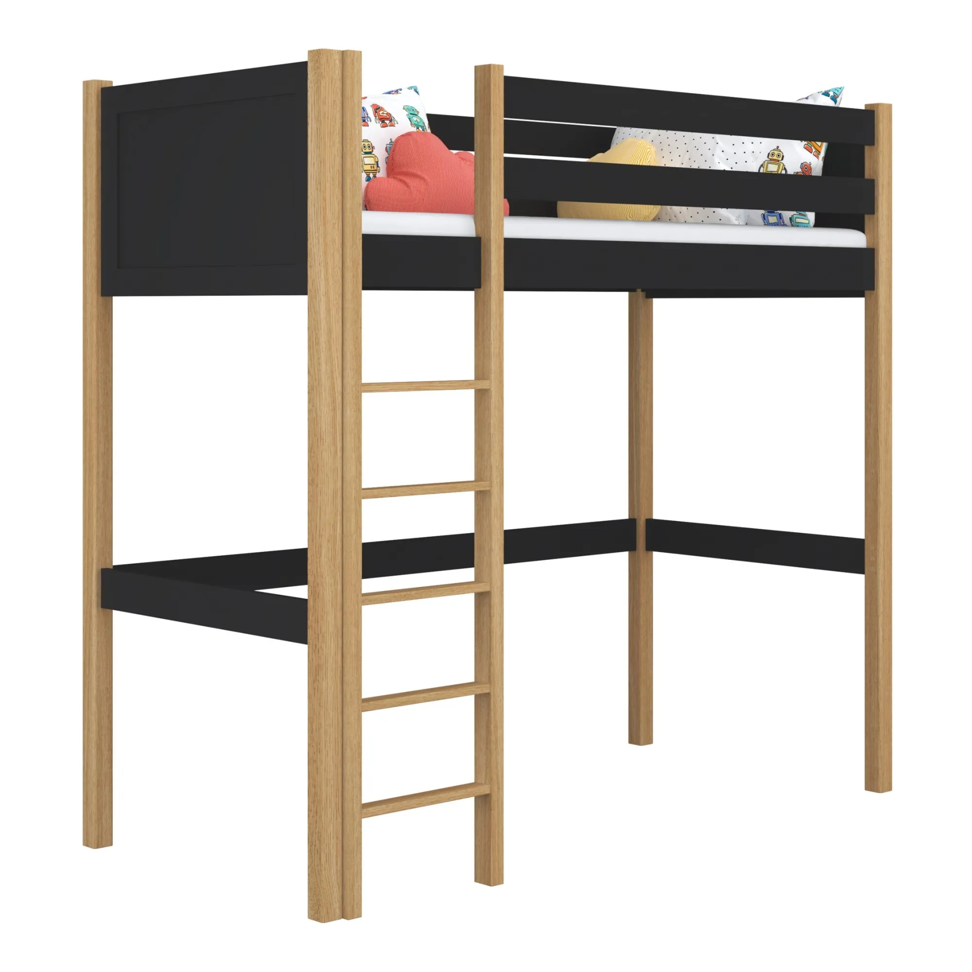 Drewniane łóżko na antresoli N06