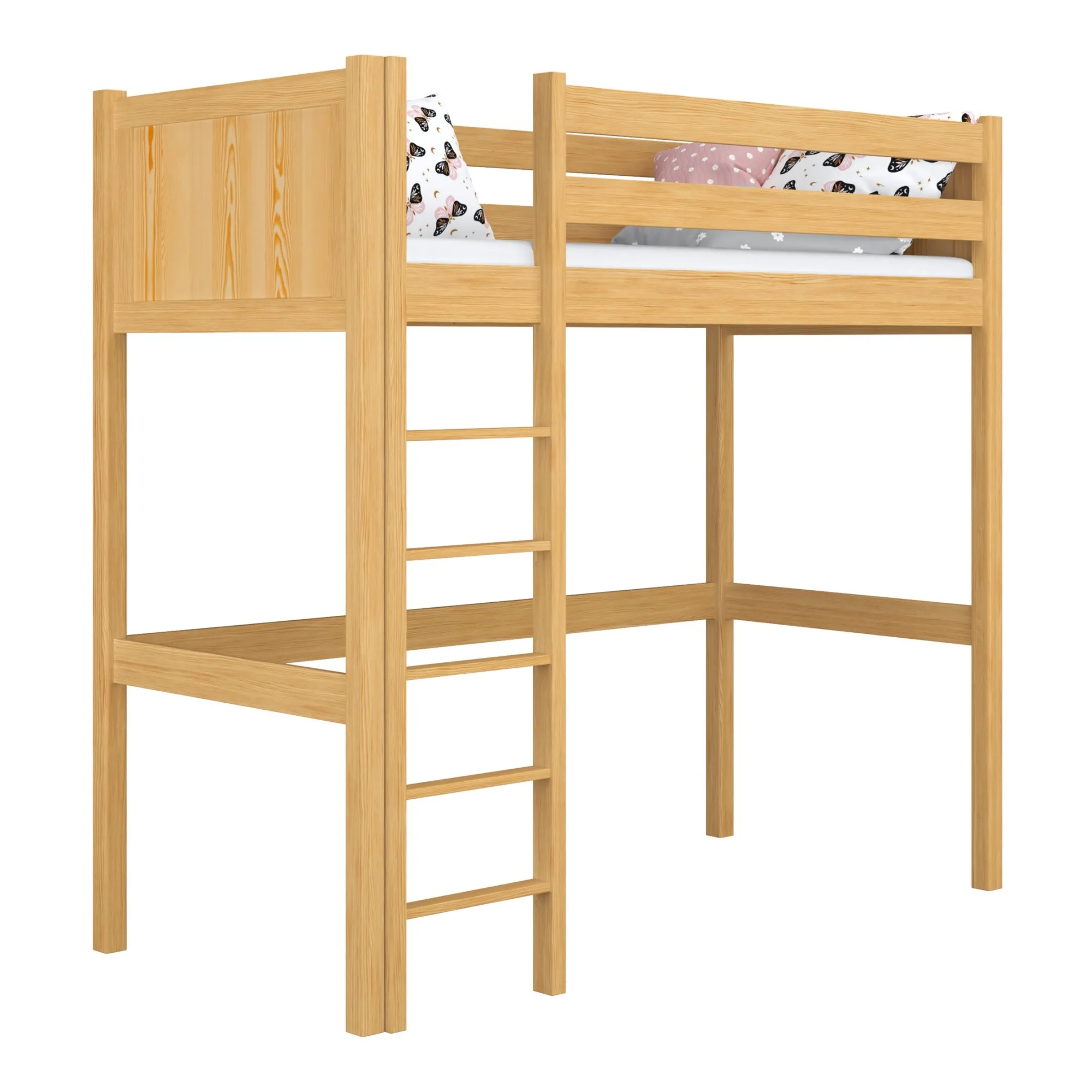 Drewniane łóżko na antresoli N06