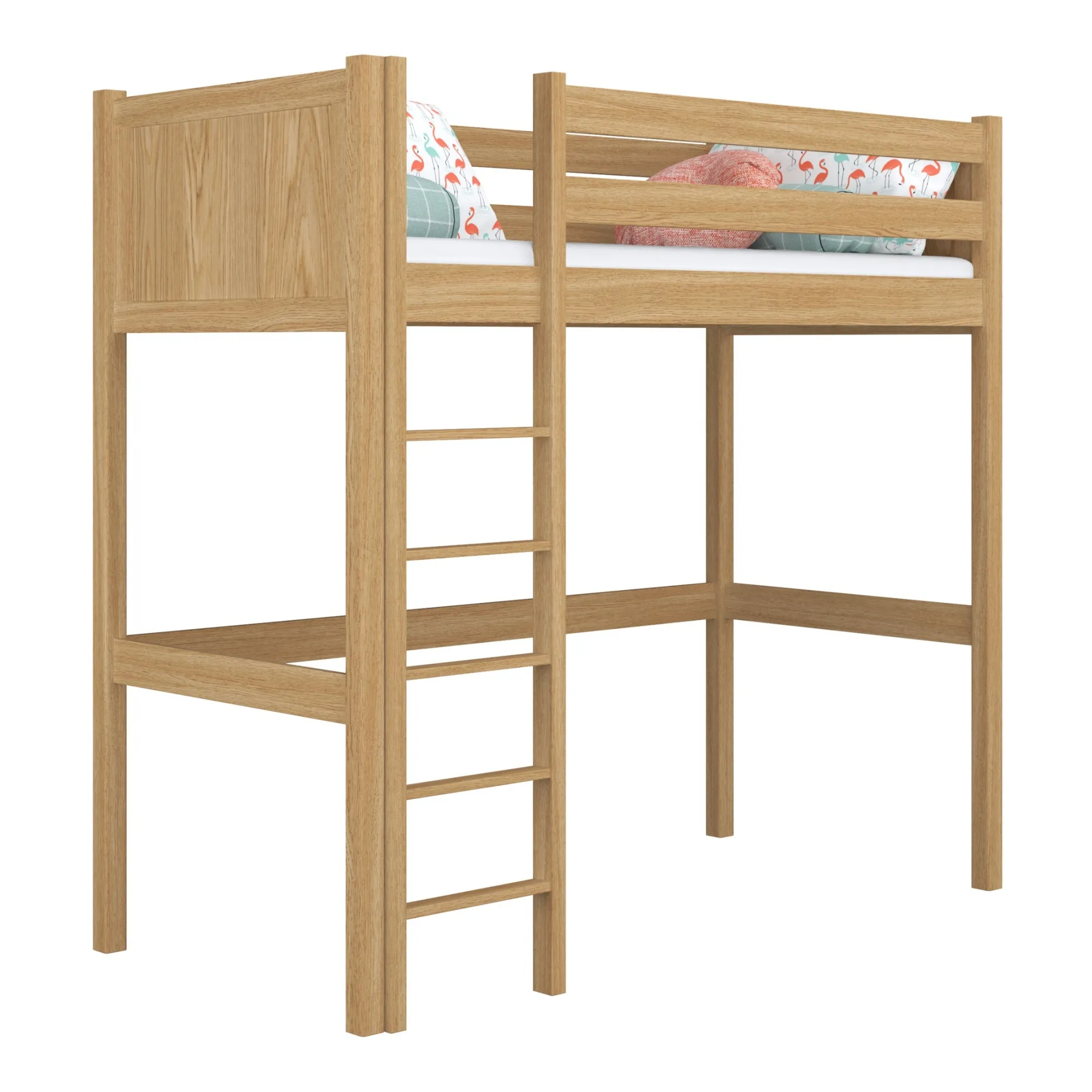 Dębowe łóżko na antresoli N06