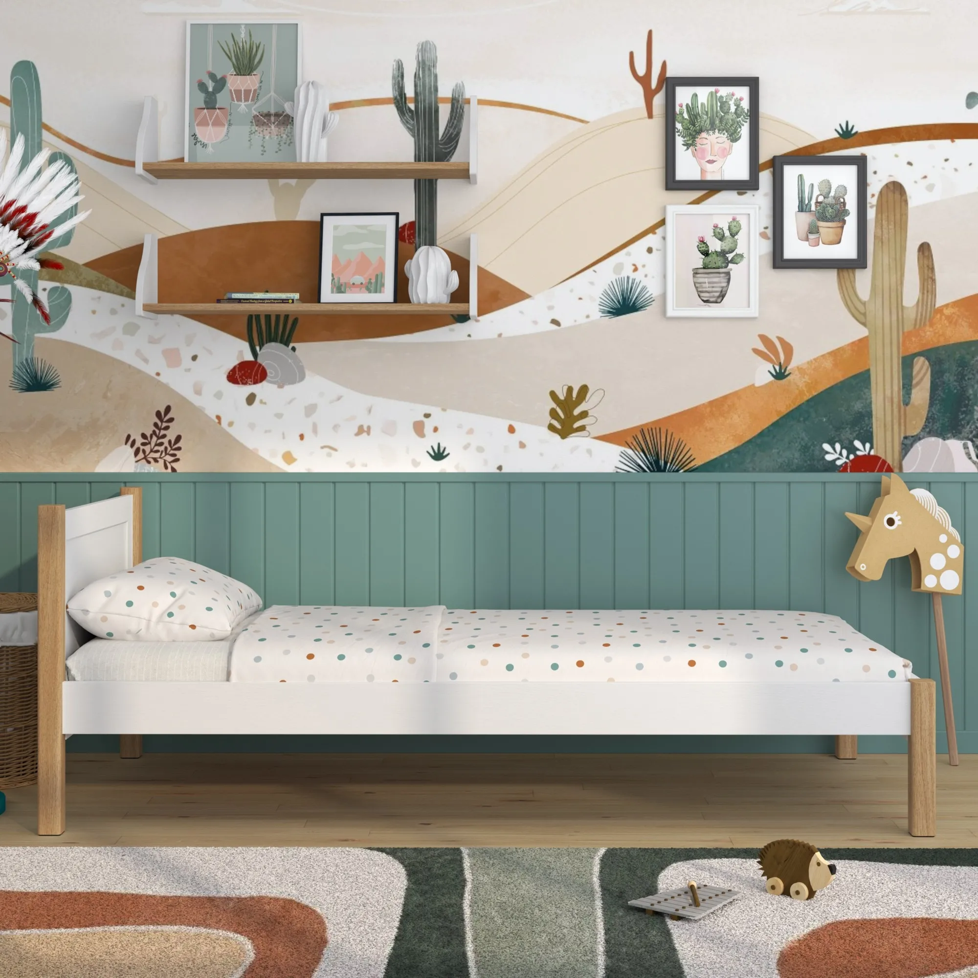 Drewniane łóżko pojedyncze N02