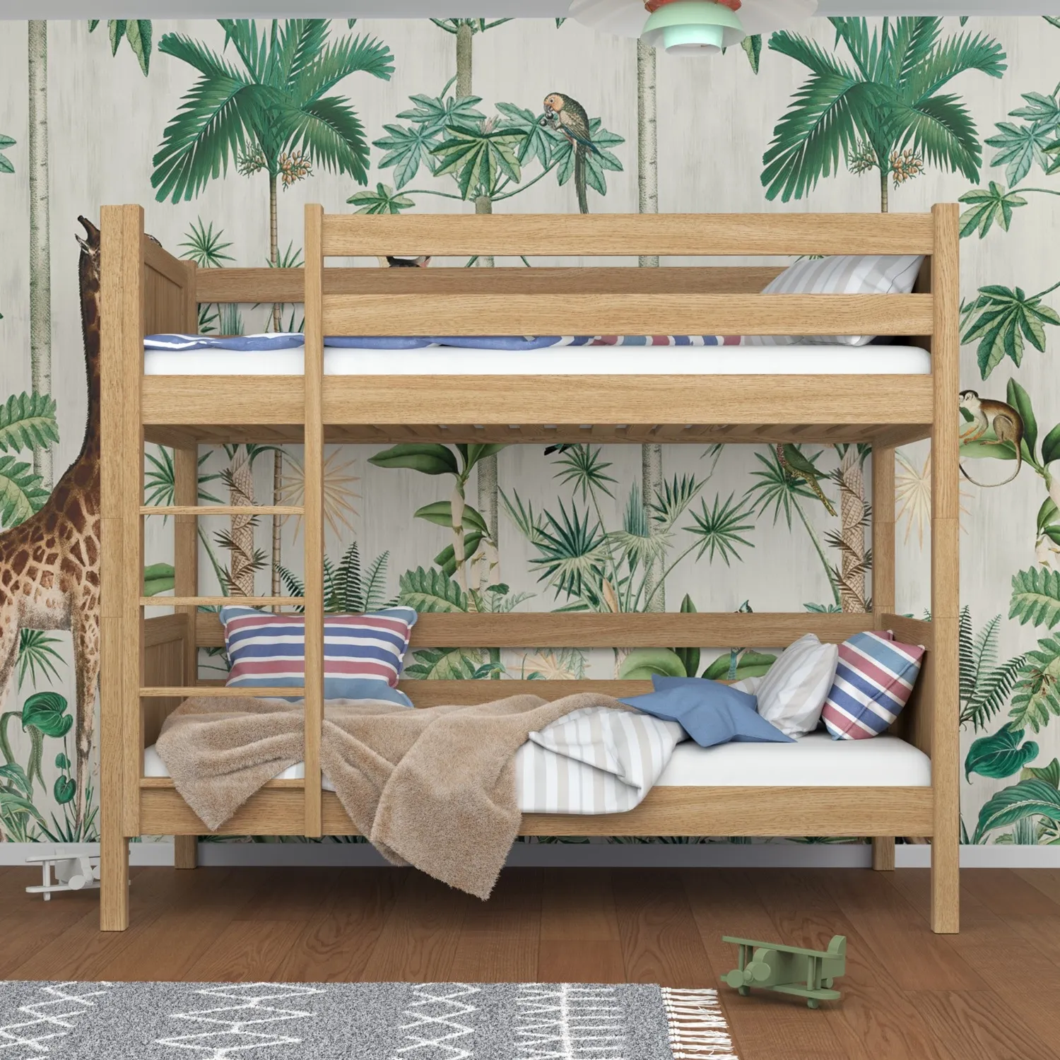 Dębowe łóżko piętrowe N02