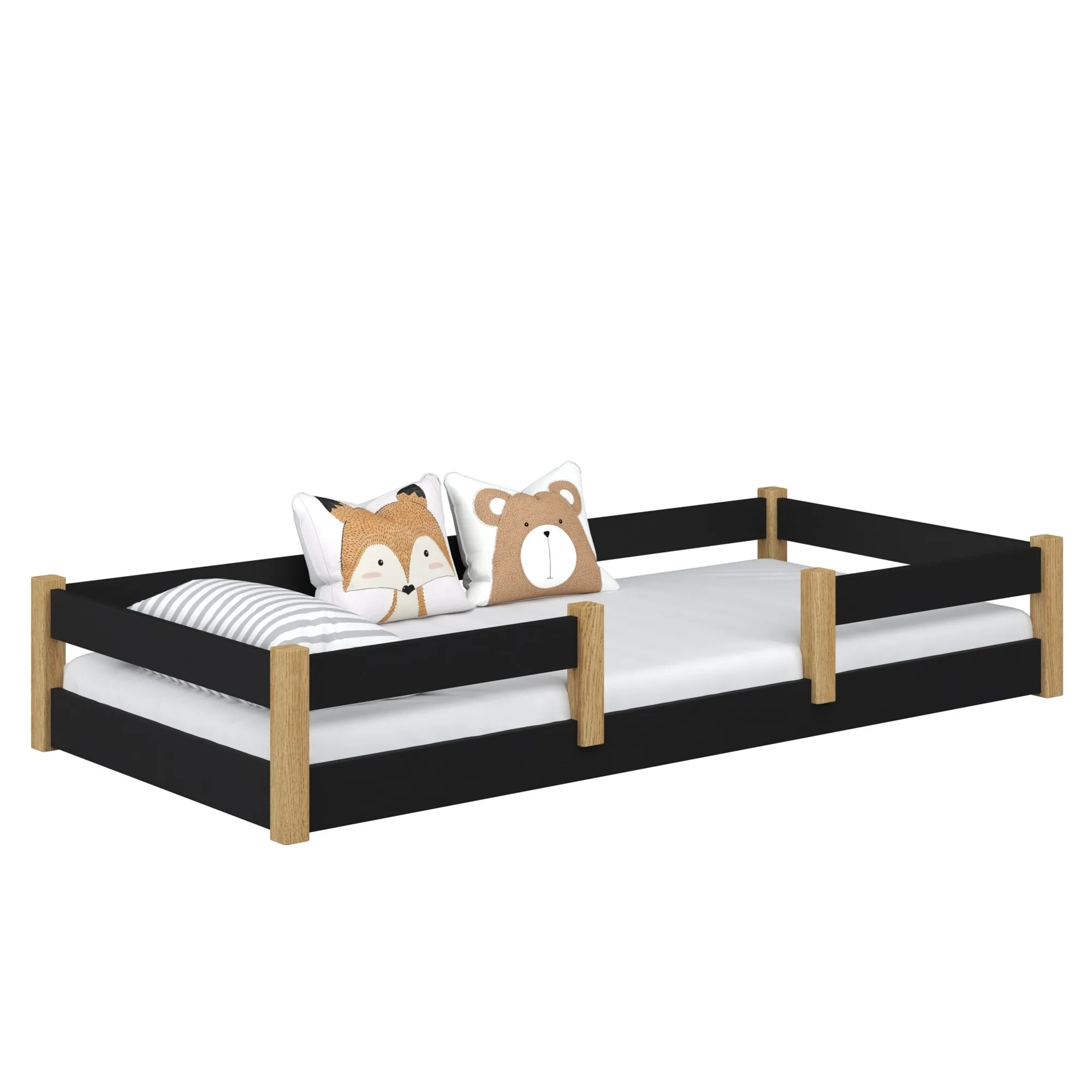 Drewniane łóżko dziecięce niskie N01