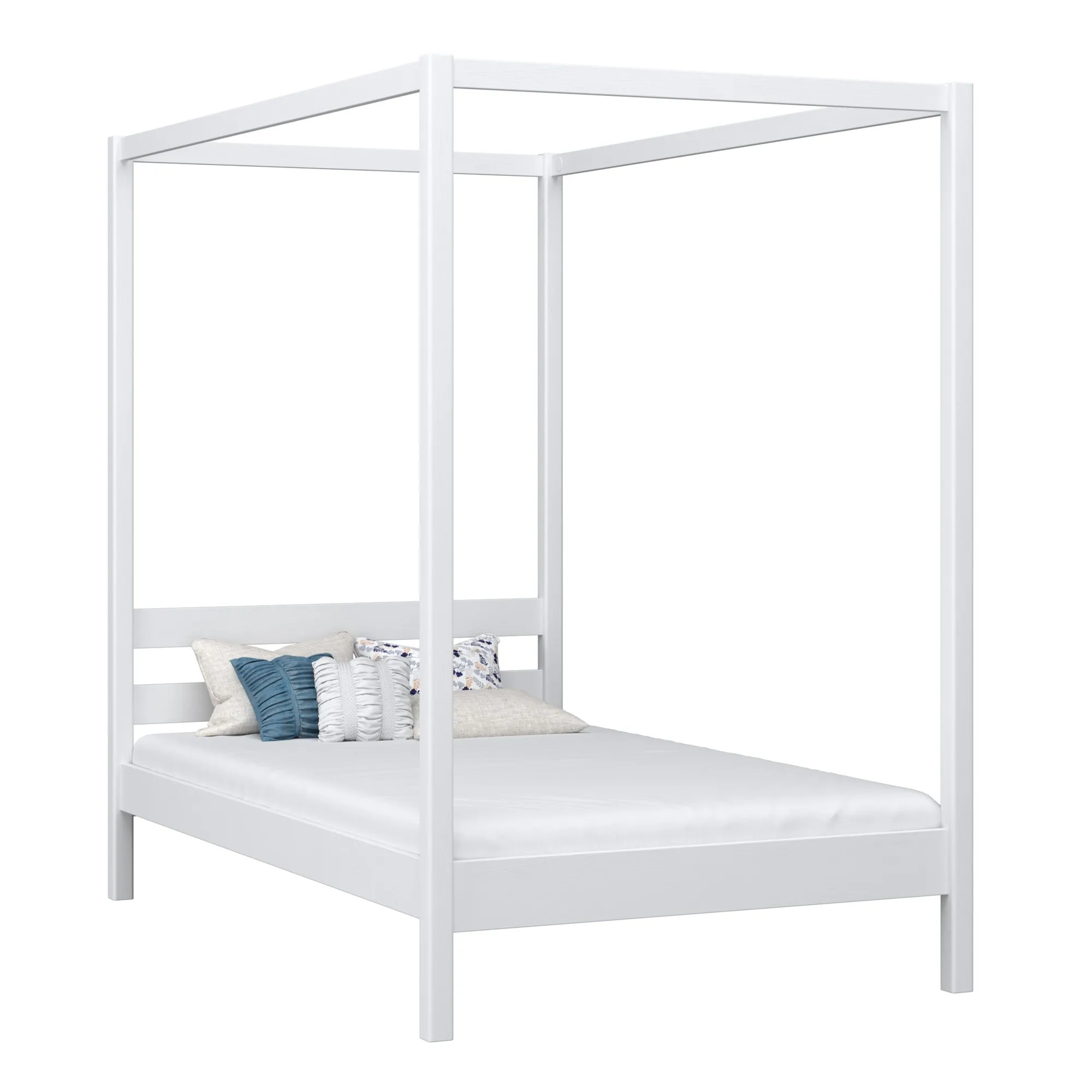 Drewniane łóżko z baldachimem N01