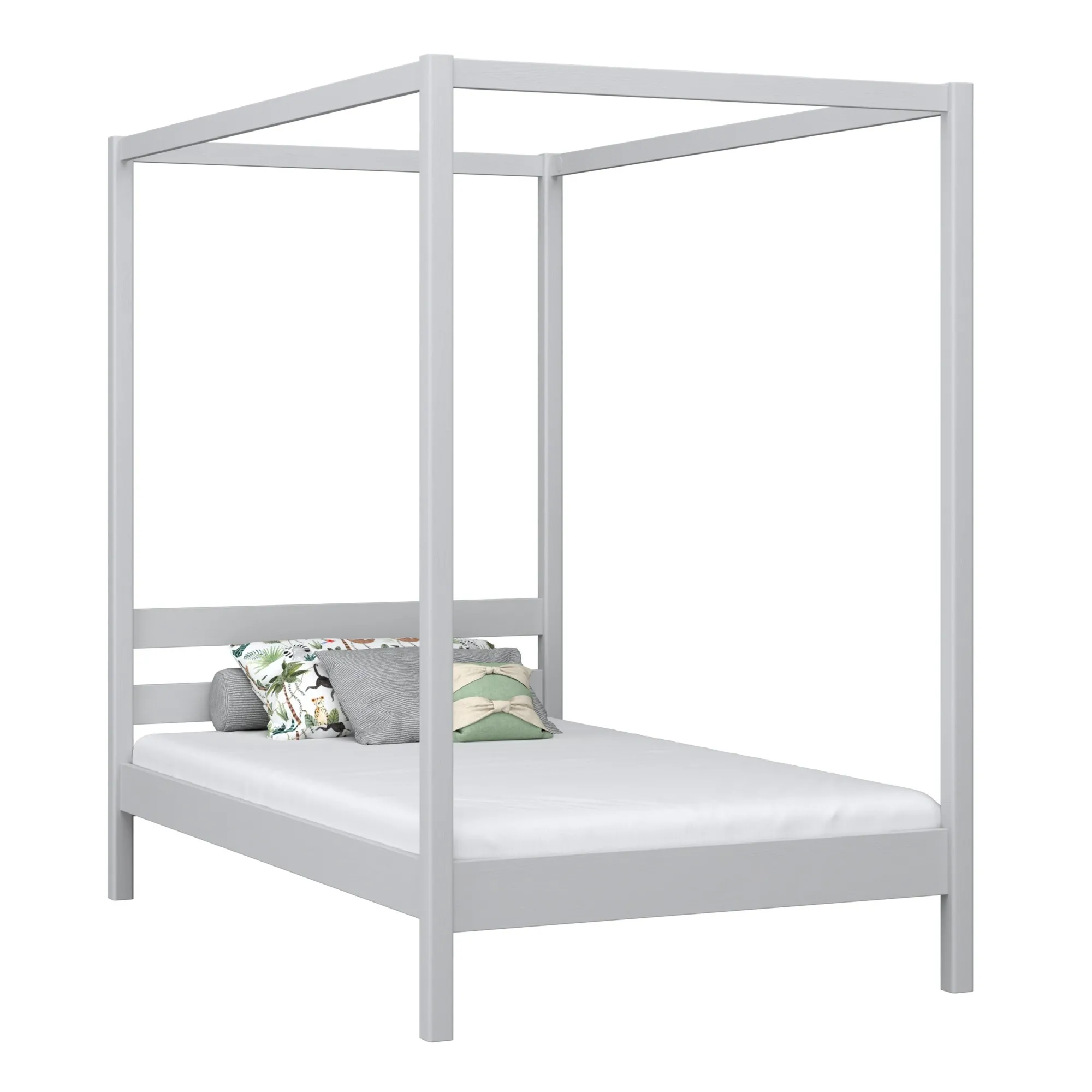 Drewniane łóżko z baldachimem N01