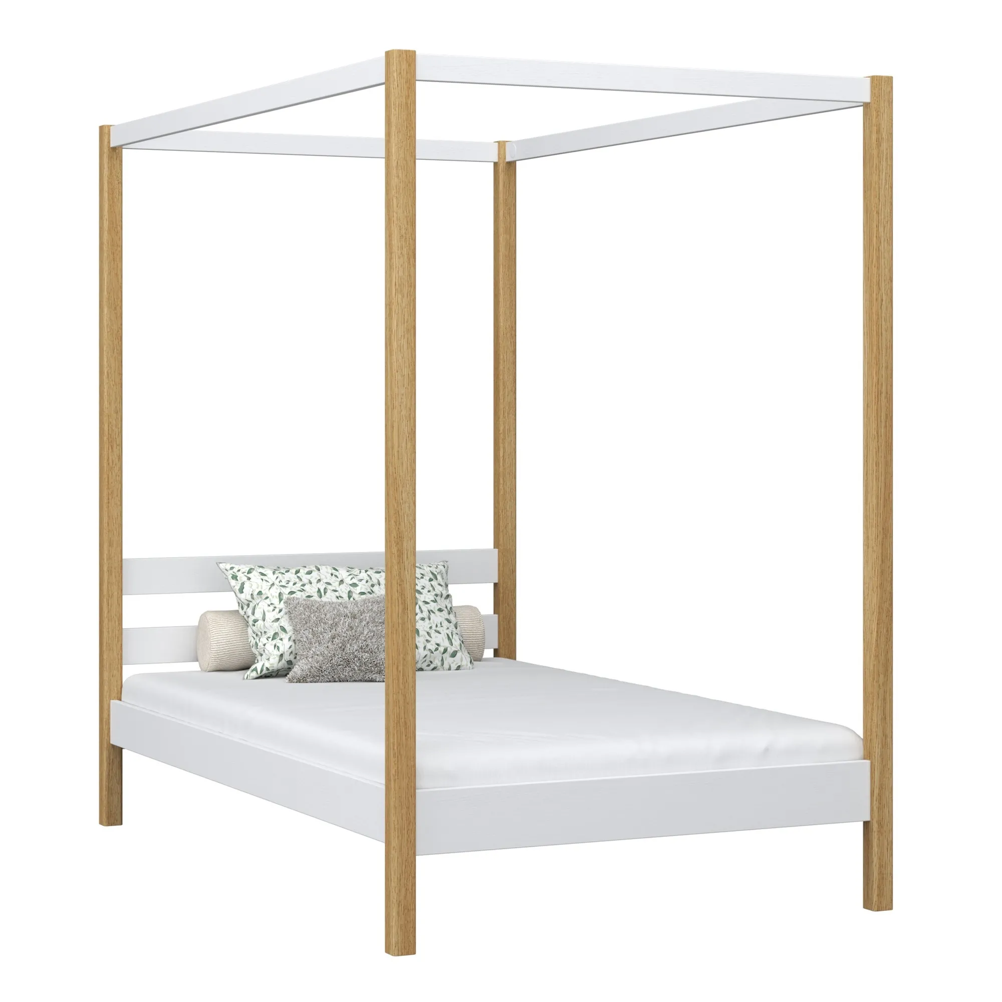 Drewniane łóżko z baldachimem N01