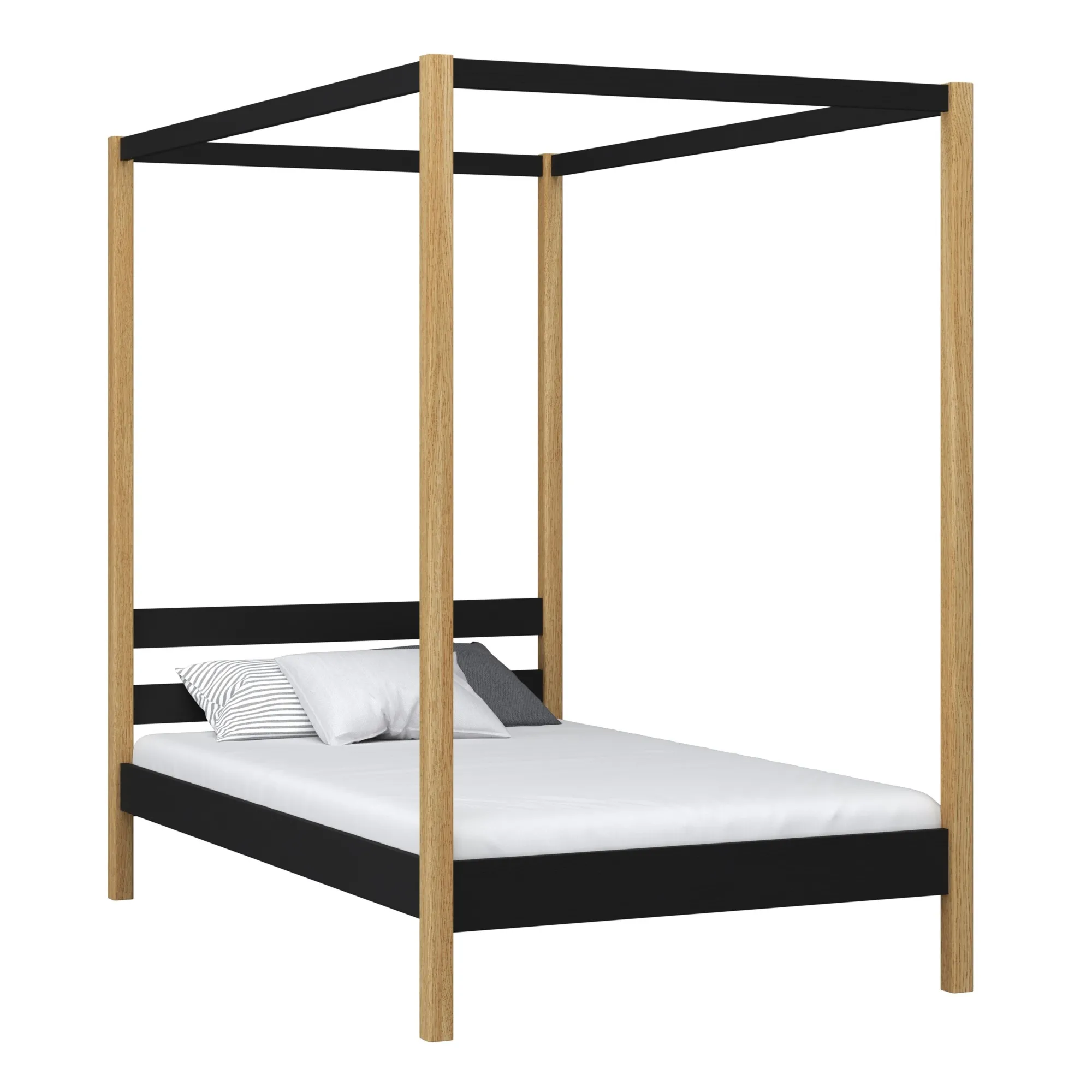 Drewniane łóżko z baldachimem N01