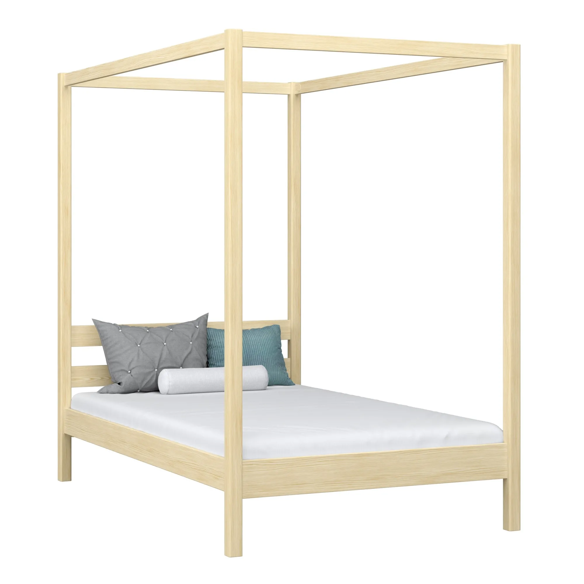 Drewniane łóżko z baldachimem N01