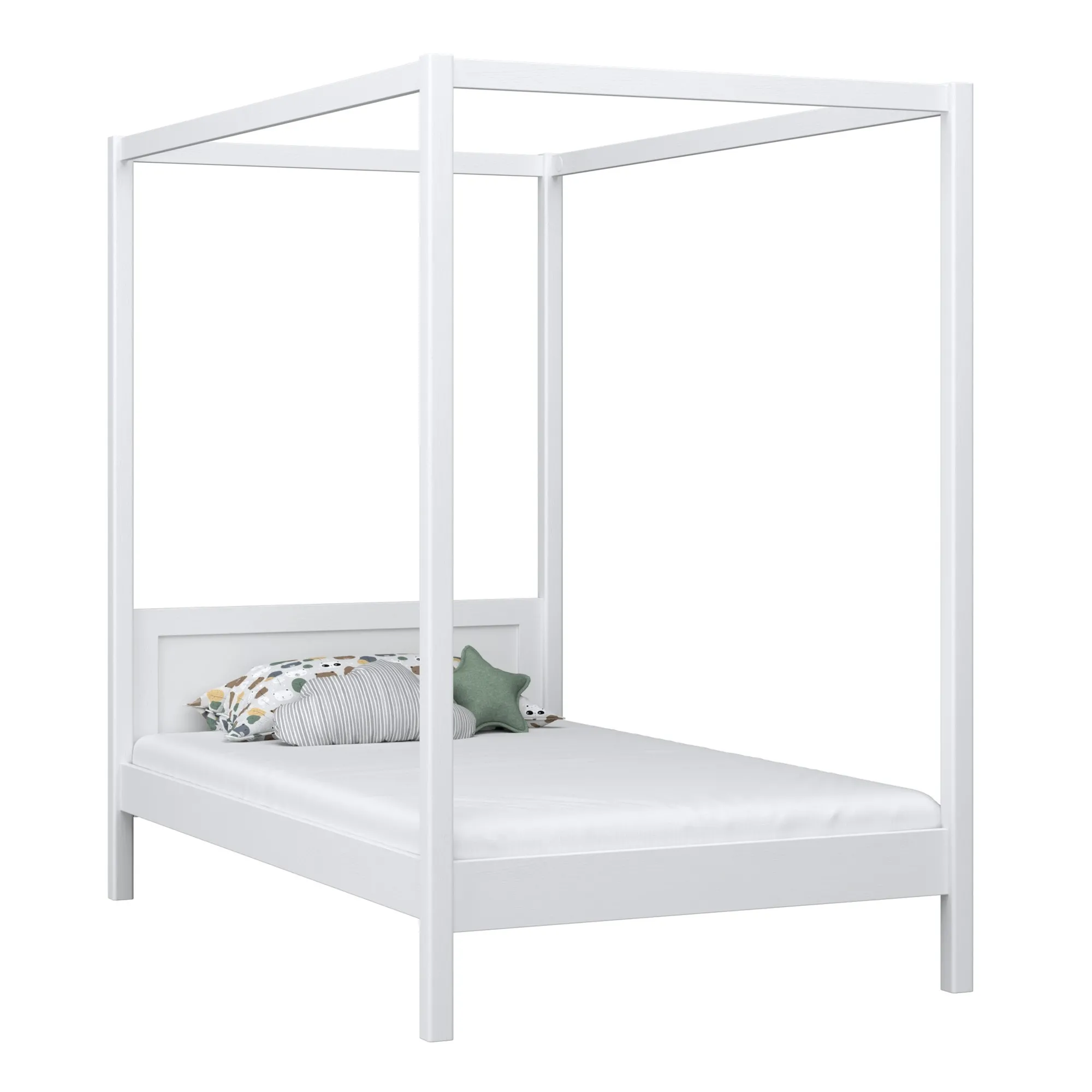 Drewniane łóżko z baldachimem N02