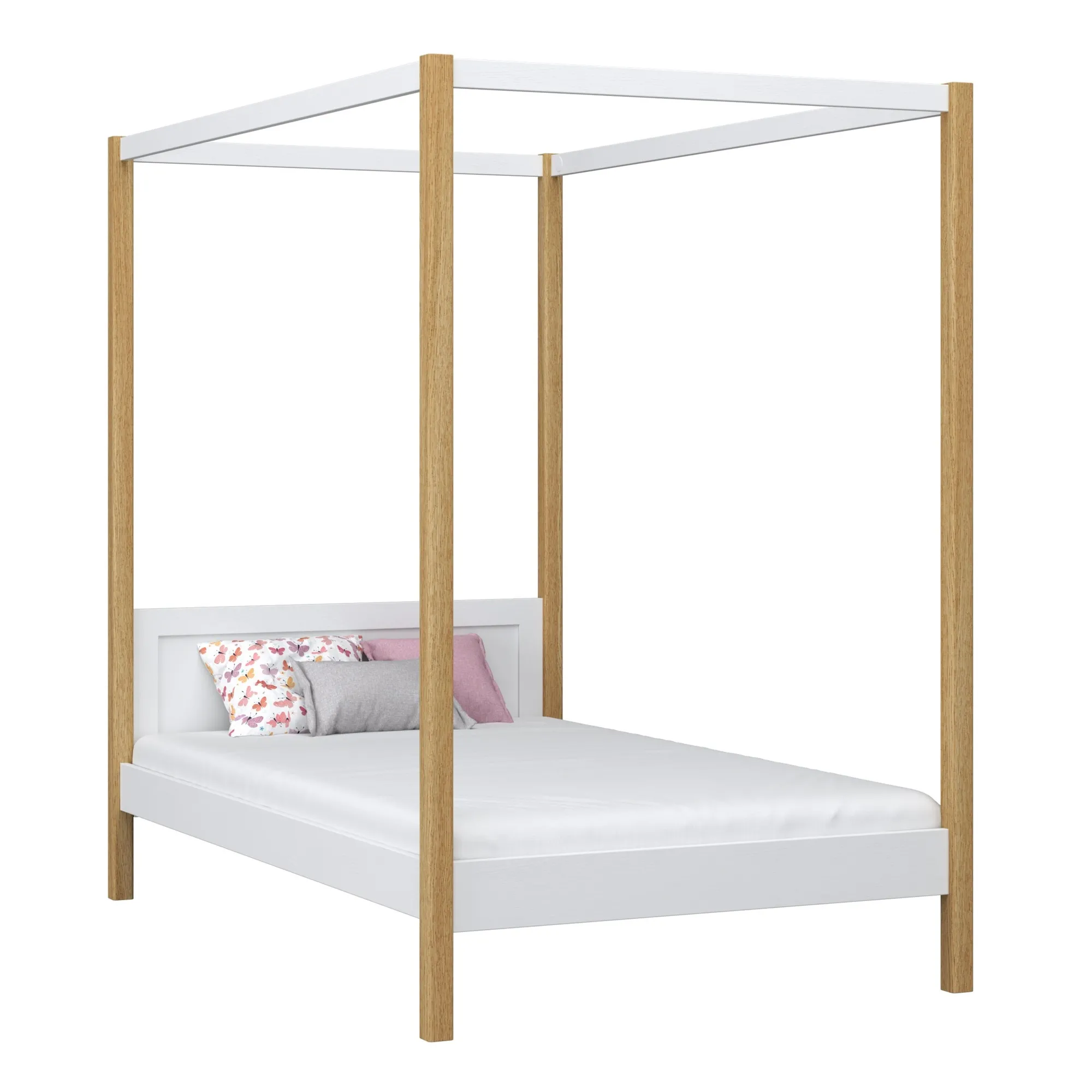 Drewniane łóżko z baldachimem N02