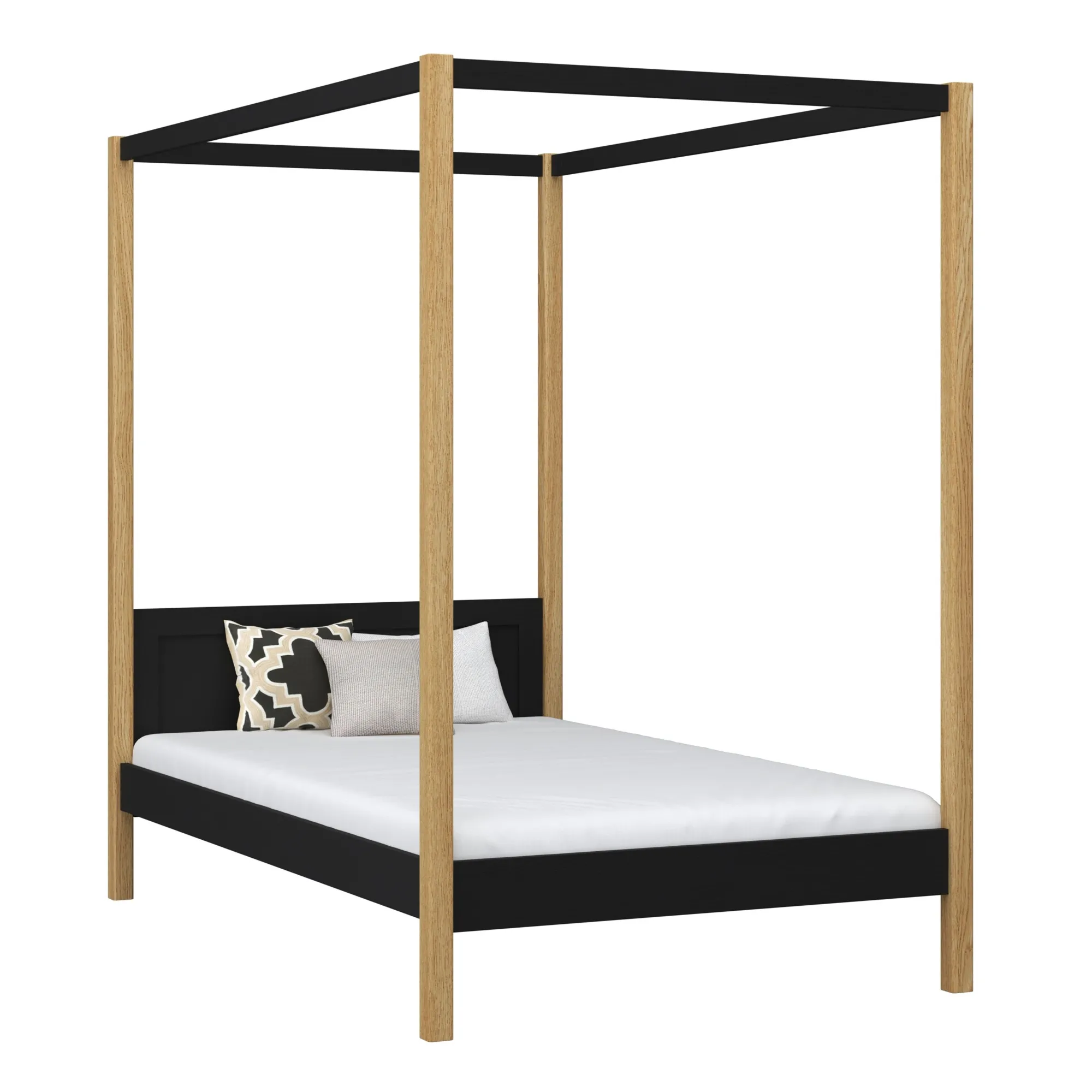 Drewniane łóżko z baldachimem N02