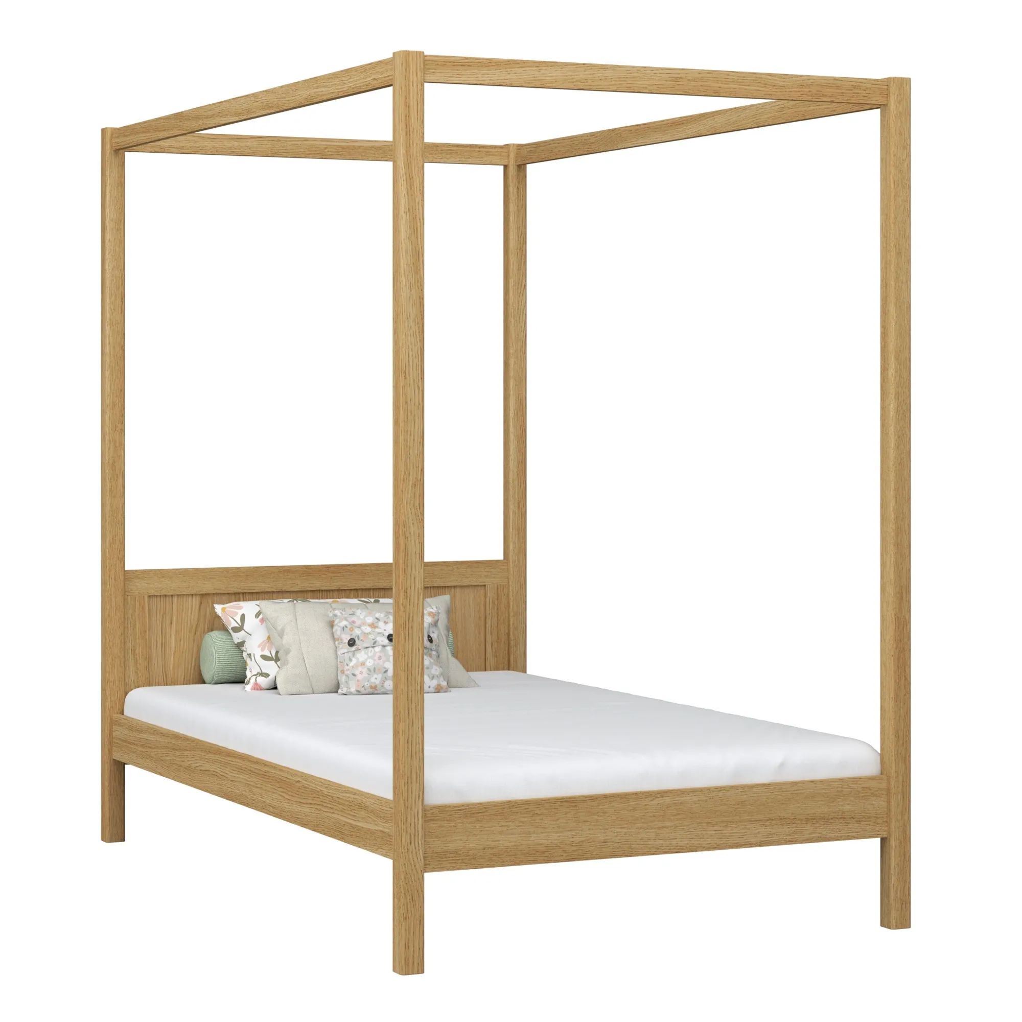 Dębowe łóżko z baldachimem N02