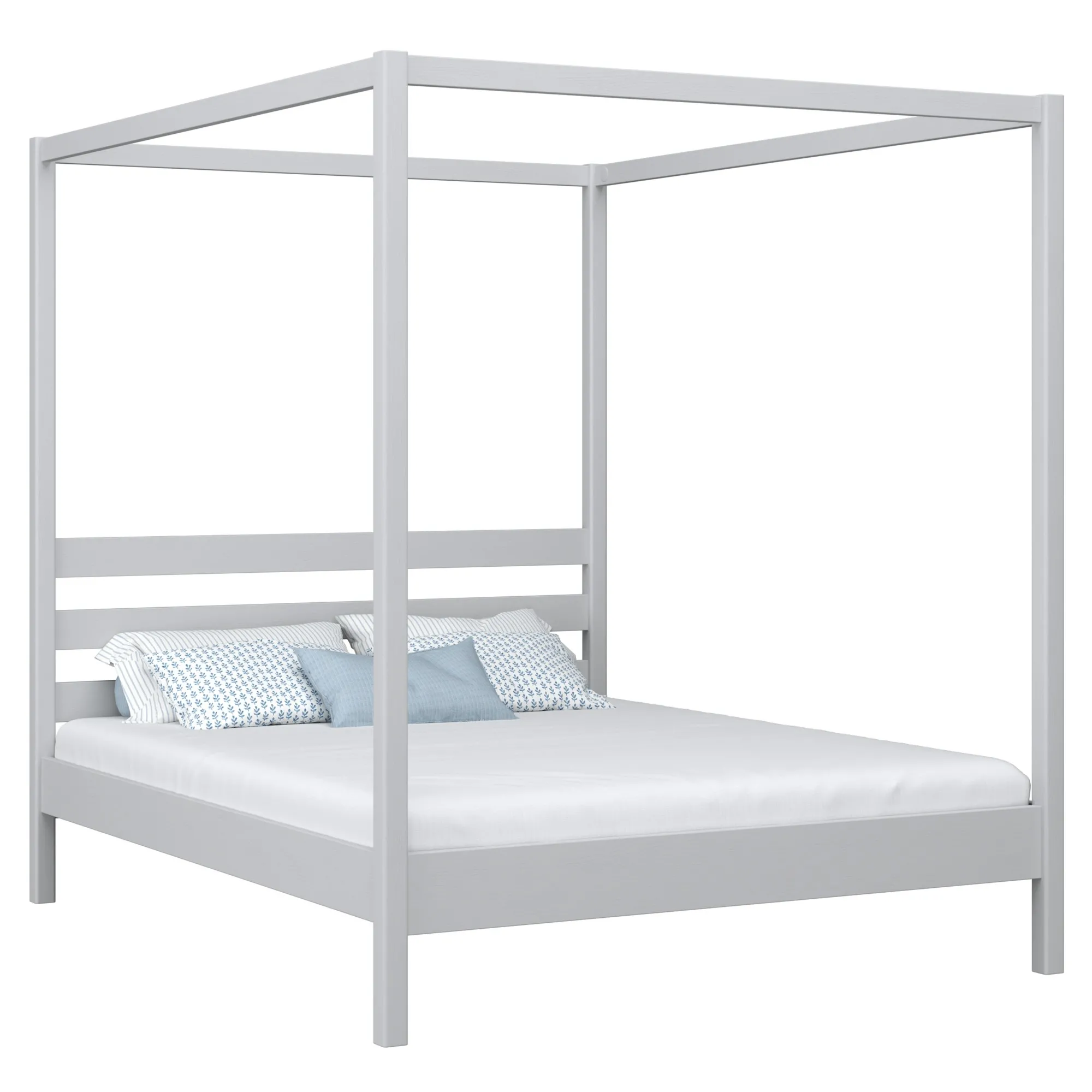 Drewniane łóżko podwójne z baldachimem N01