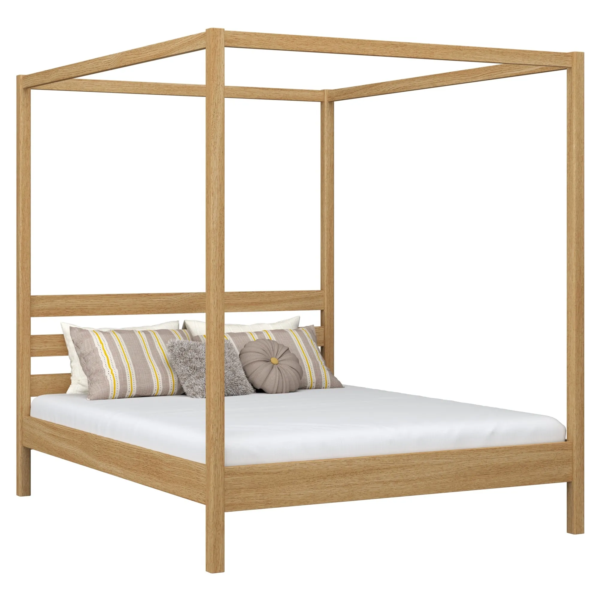 Dębowe łóżko podwójne z baldachimem N01