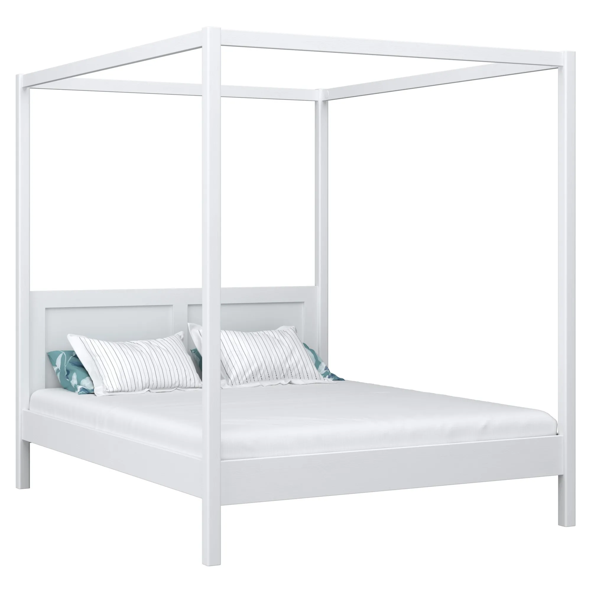 Drewniane łóżko podwójne z baldachimem N02